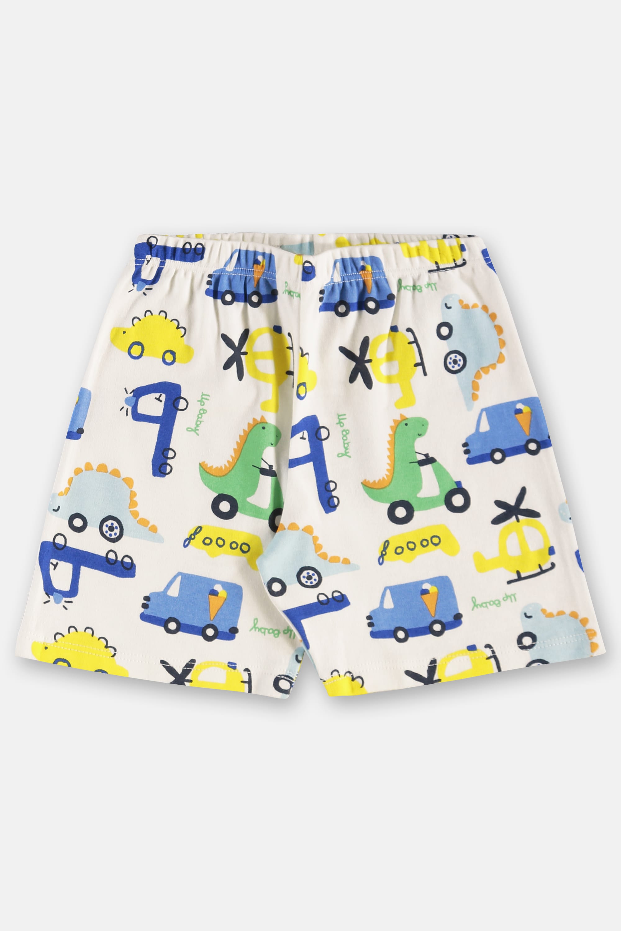 Pijama Infantil de Verão com Camiseta e Bermuda Estampados (Off White) Up Baby - Imagem 24