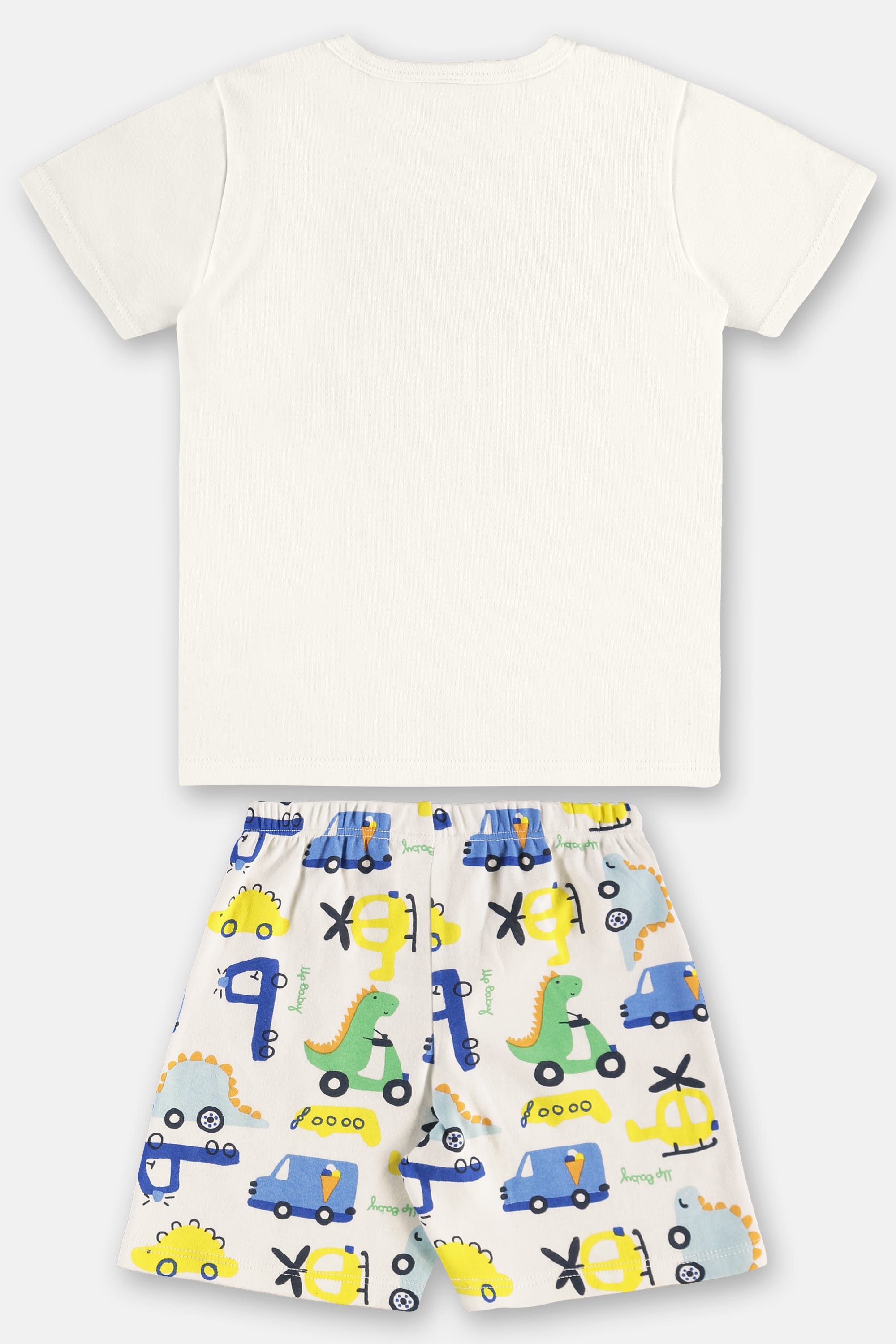 Pijama Infantil de Verão com Camiseta e Bermuda Estampados (Off White) Up Baby - Imagem 11