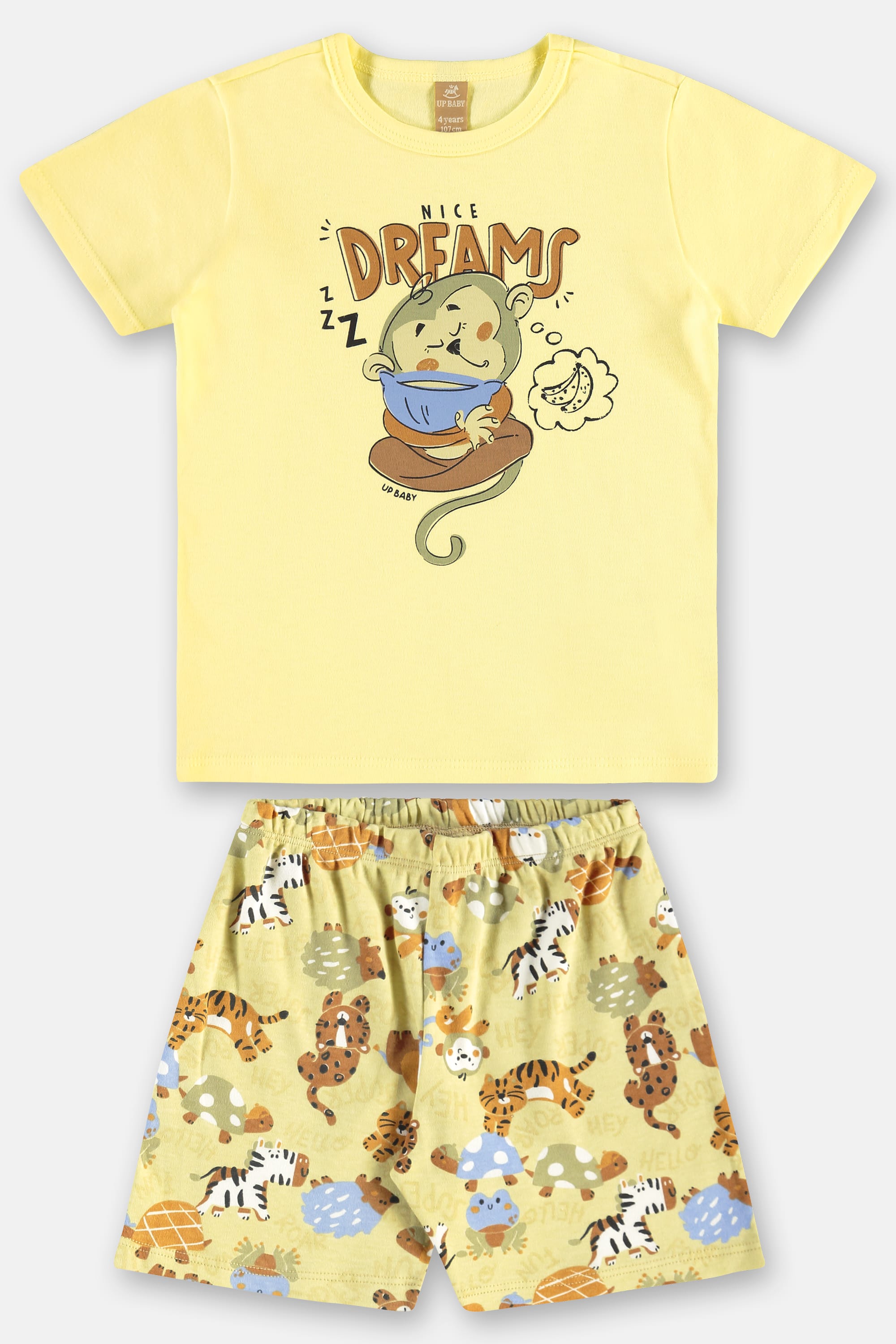 Pijama Infantil de Verão com Camiseta e Bermuda Estampados (Amarelo) Up Baby - Imagem 35