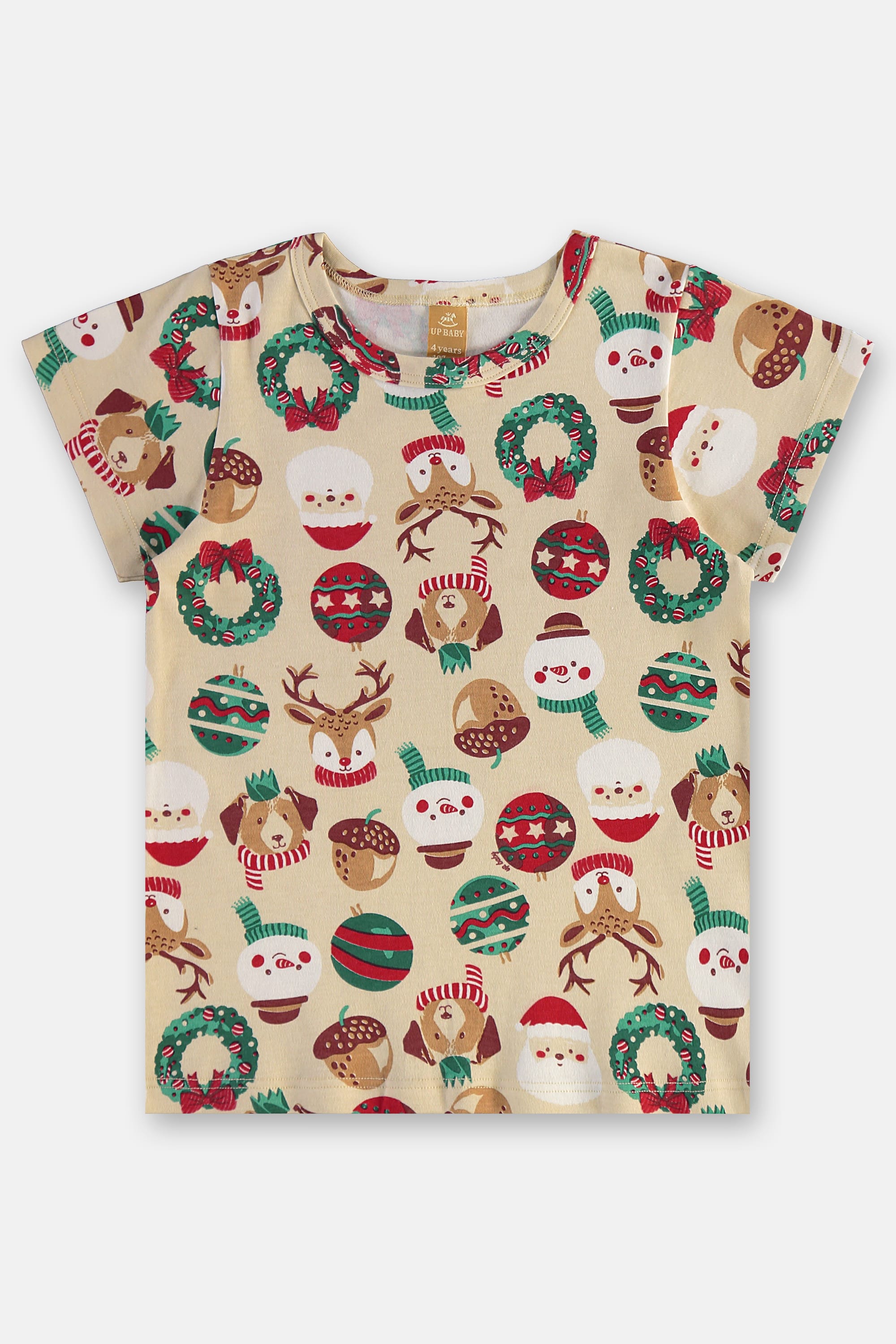 Pijama Infantil Natalino em Suedine (Bege) Up Baby - Imagem 30