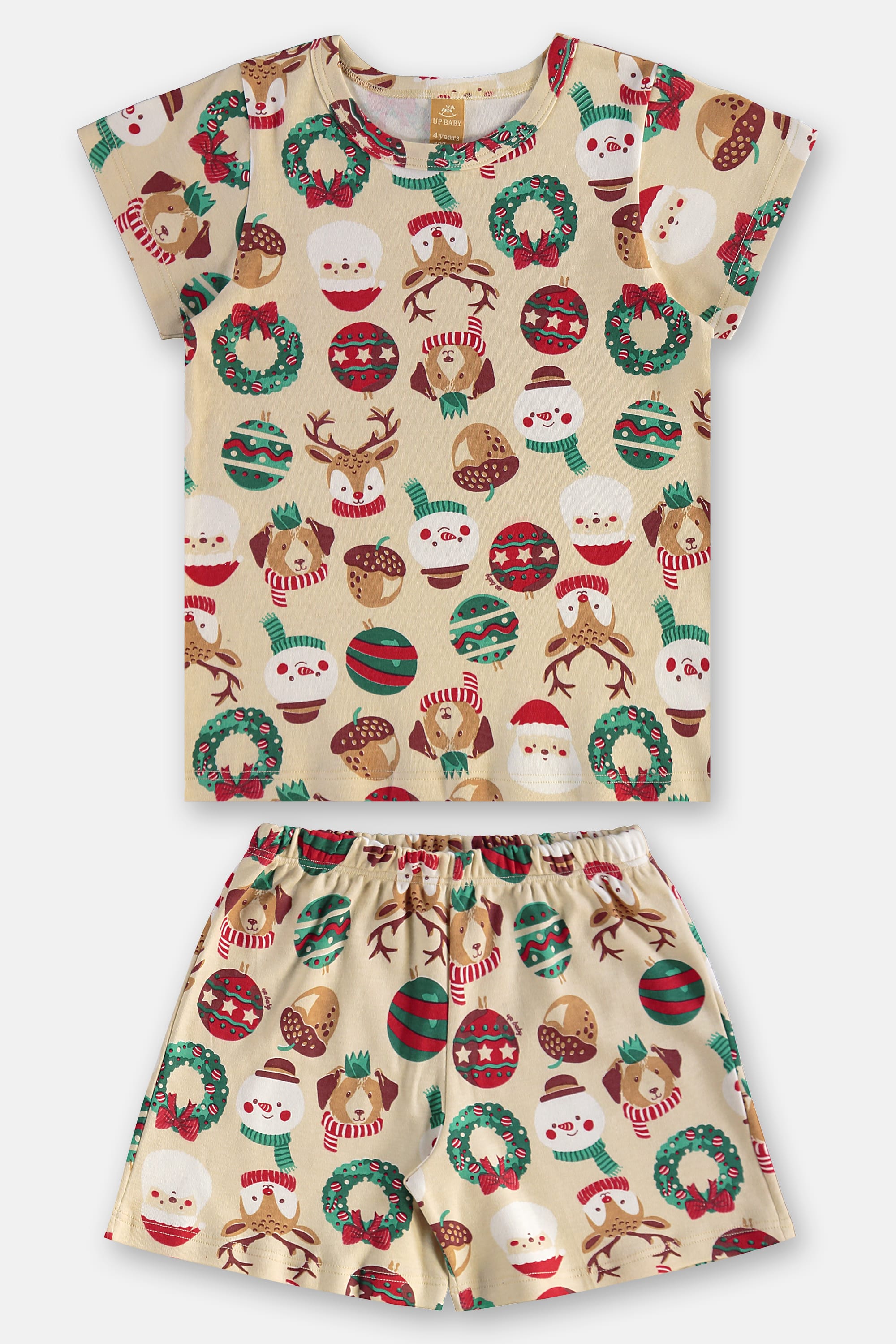 Pijama Infantil Natalino em Suedine (Bege) Up Baby - Imagem 42