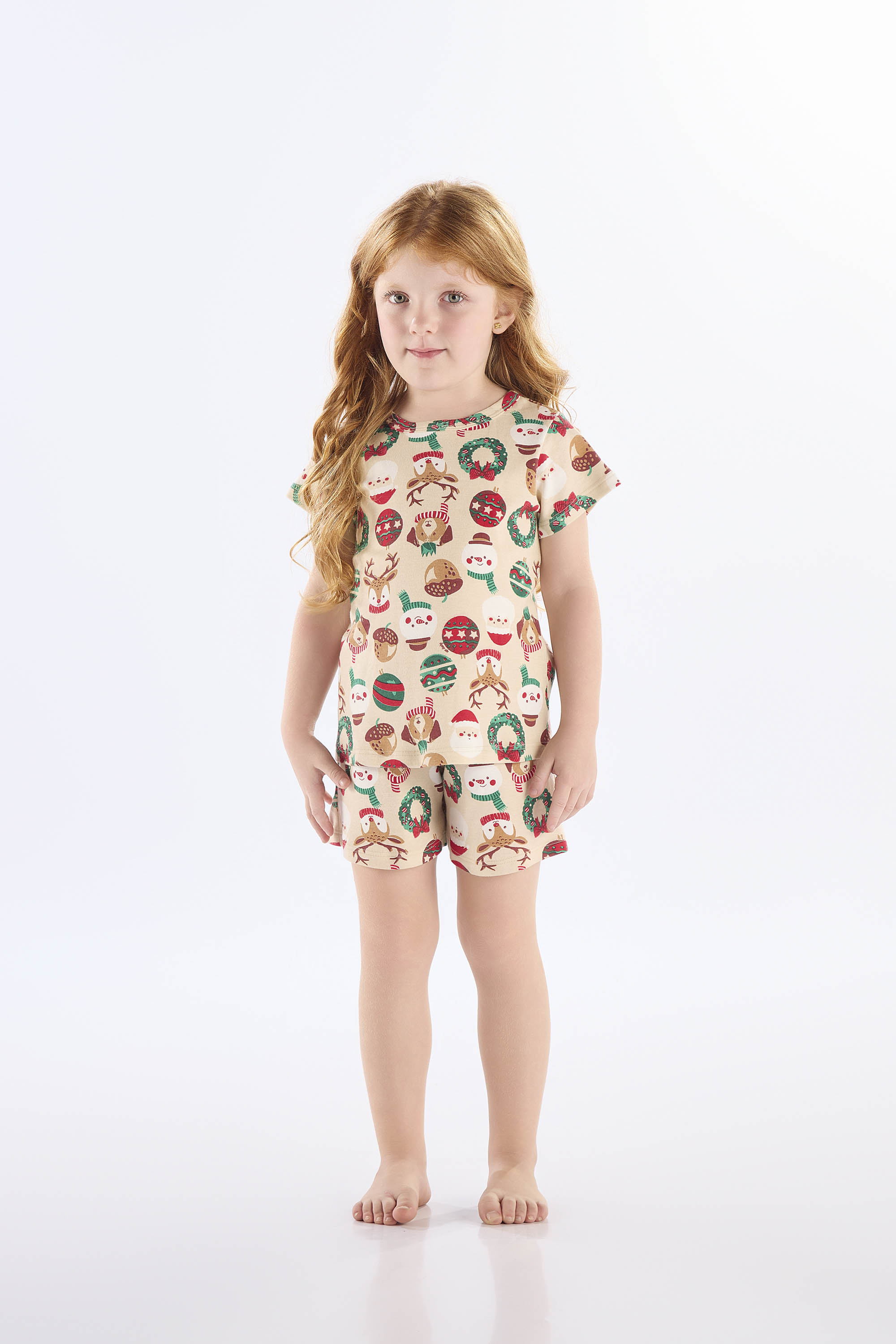 Pijama Infantil Natalino em Suedine (Bege) Up Baby - Imagem 8