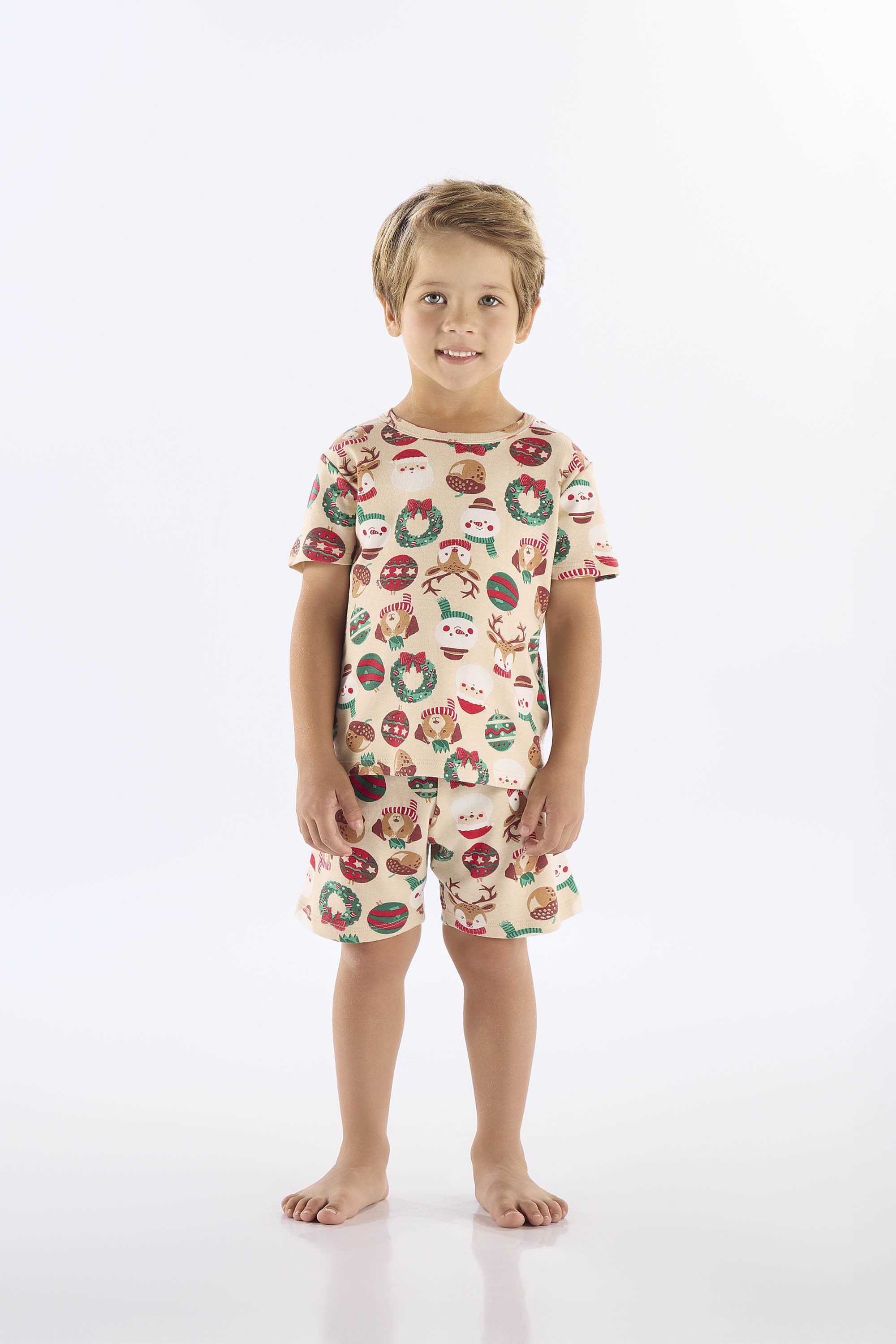 Pijama Infantil Masculino em Suedine Natalino (Bege) Up Baby