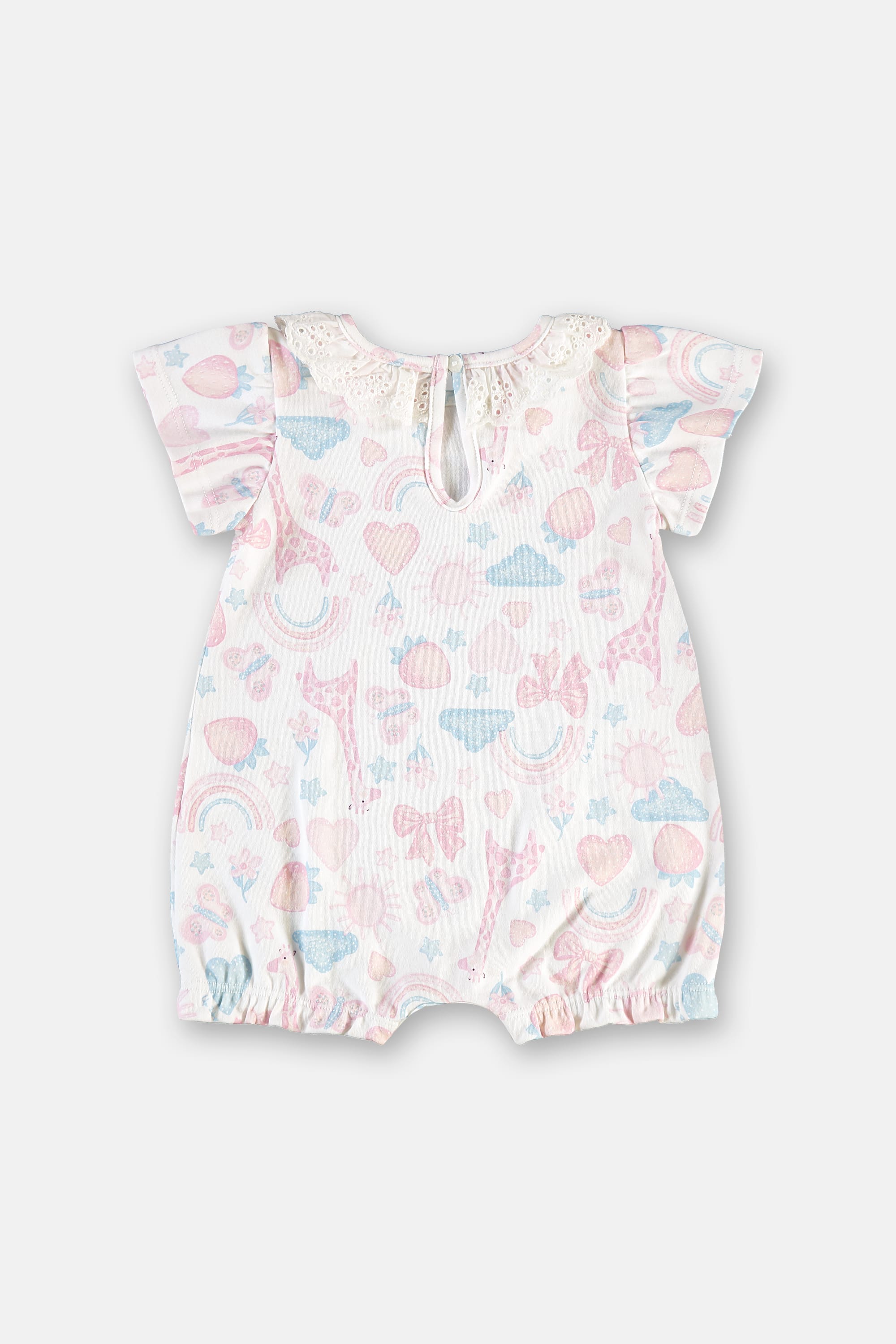 Macaquinho para Bebê Menina em Suedine Comfy Estampado (Branco) Up Baby - Imagem 3