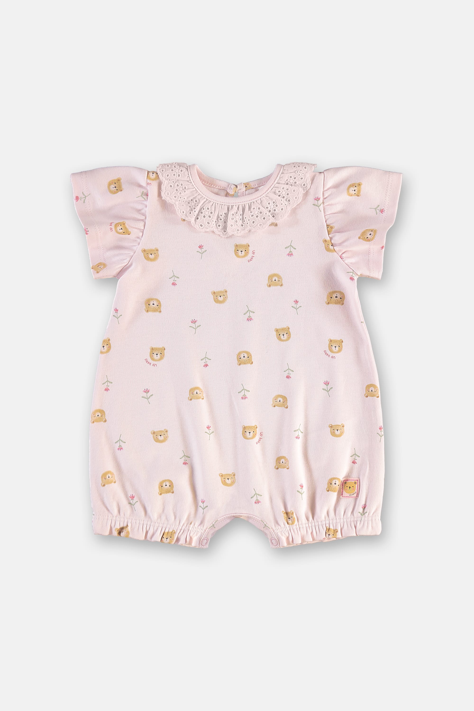 Macaquinho para Bebê Menina em Suedine Comfy Estampado (Rosa Claro) Up Baby - Imagem 2