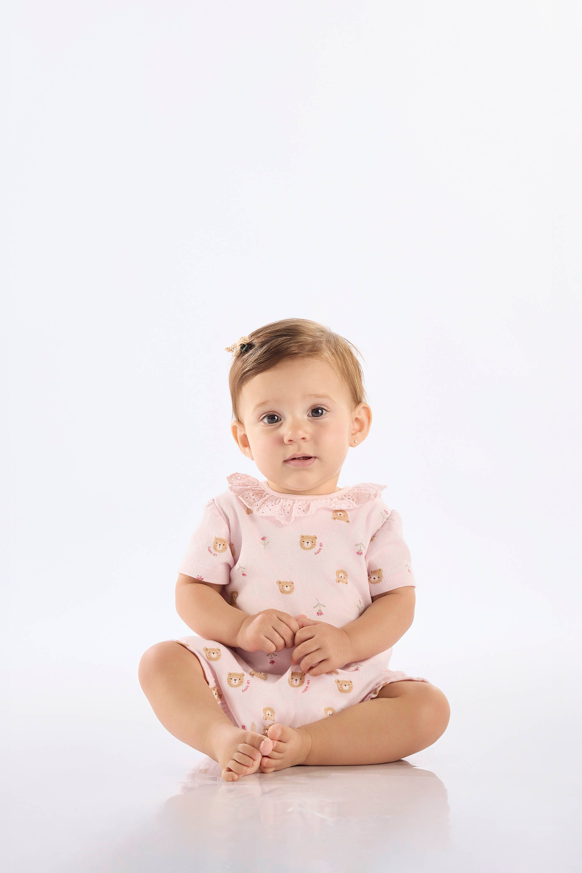 Macaquinho para Bebê Menina em Suedine Comfy Estampado (Rosa Claro) Up Baby - Imagem 4