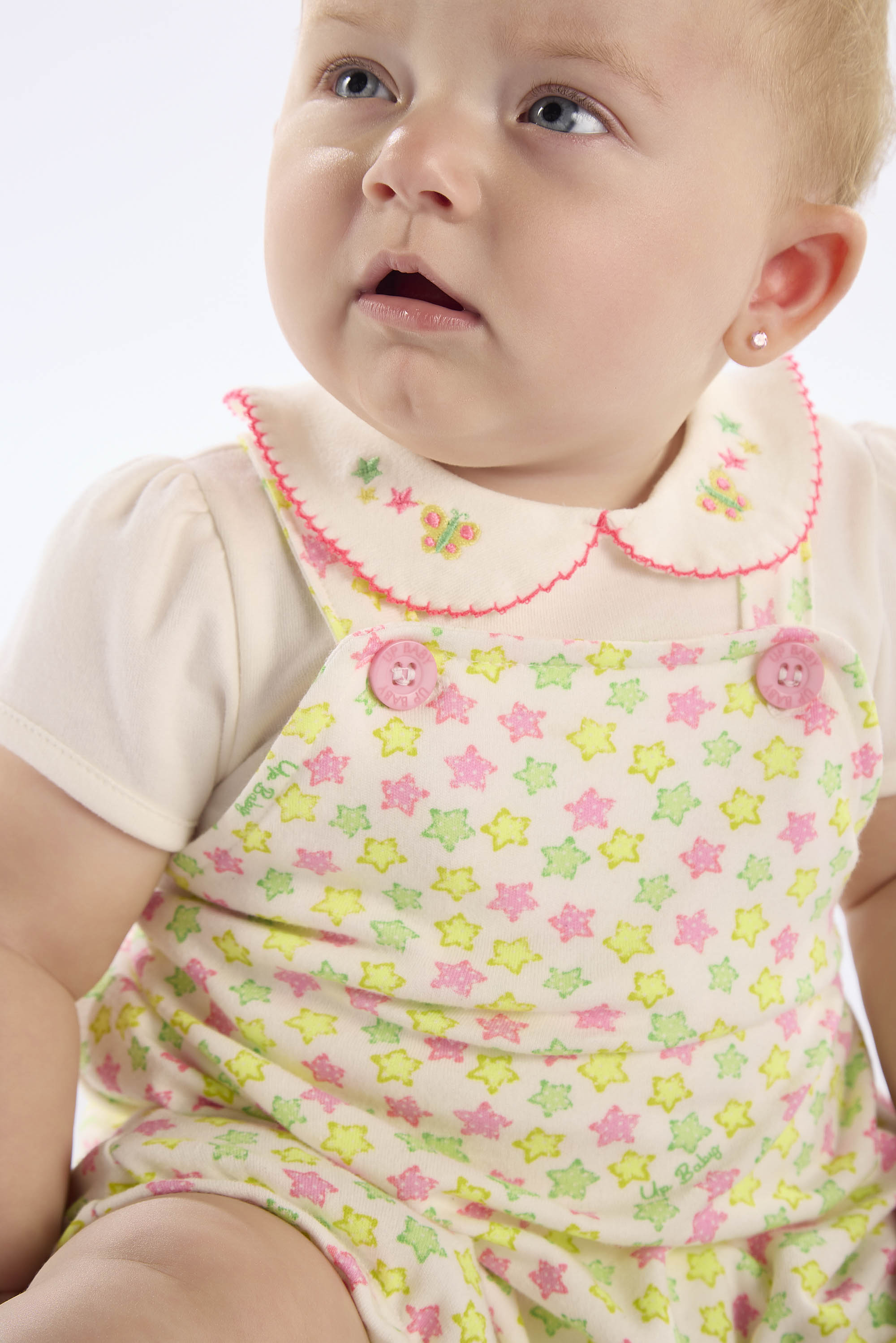 Conjunto Body com Jardineira Estampada para Bebê Menina (Off White) Up Baby - Imagem 7