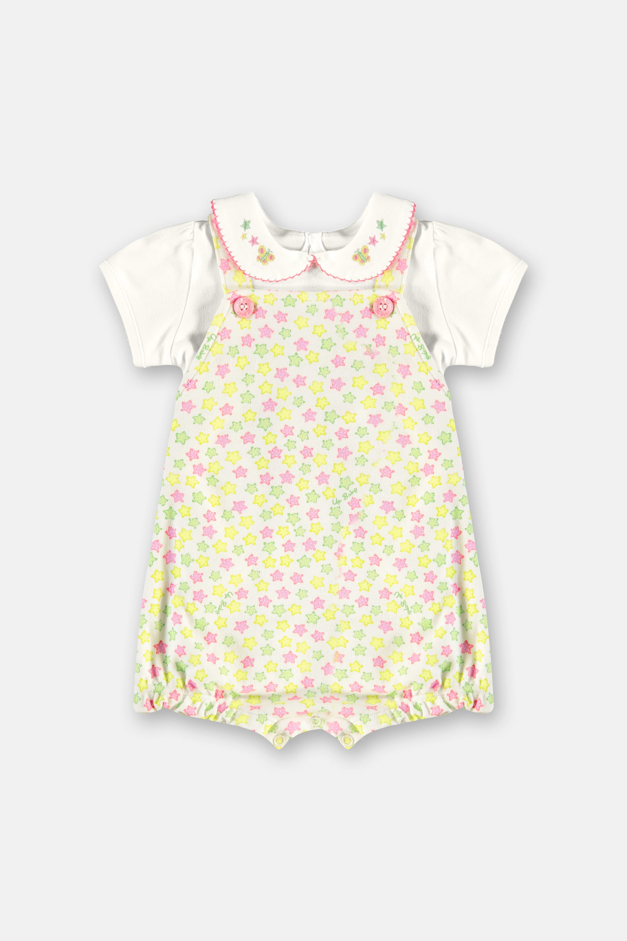 Conjunto Body com Jardineira Estampada para Bebê Menina (Off White) Up Baby - Imagem 20