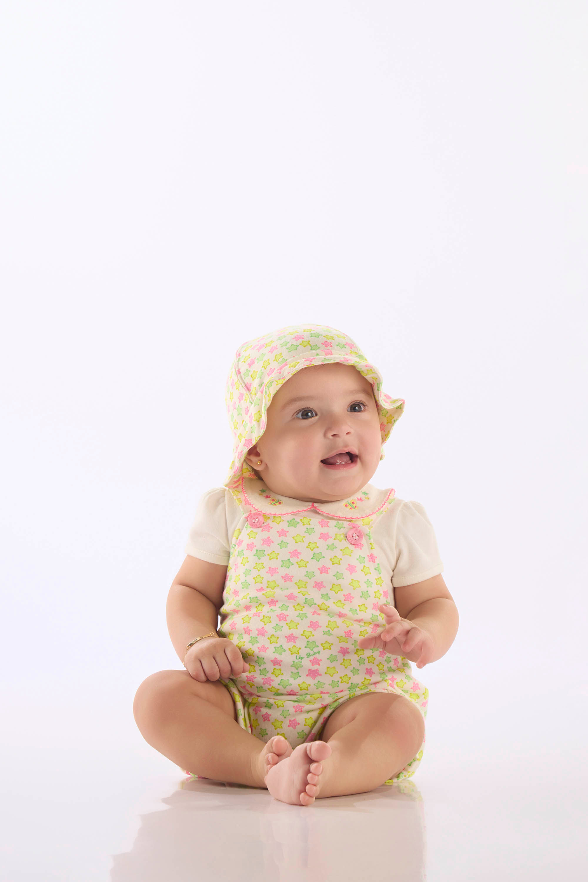 Conjunto Body com Jardineira Estampada para Bebê Menina (Off White) Up Baby - Imagem 9