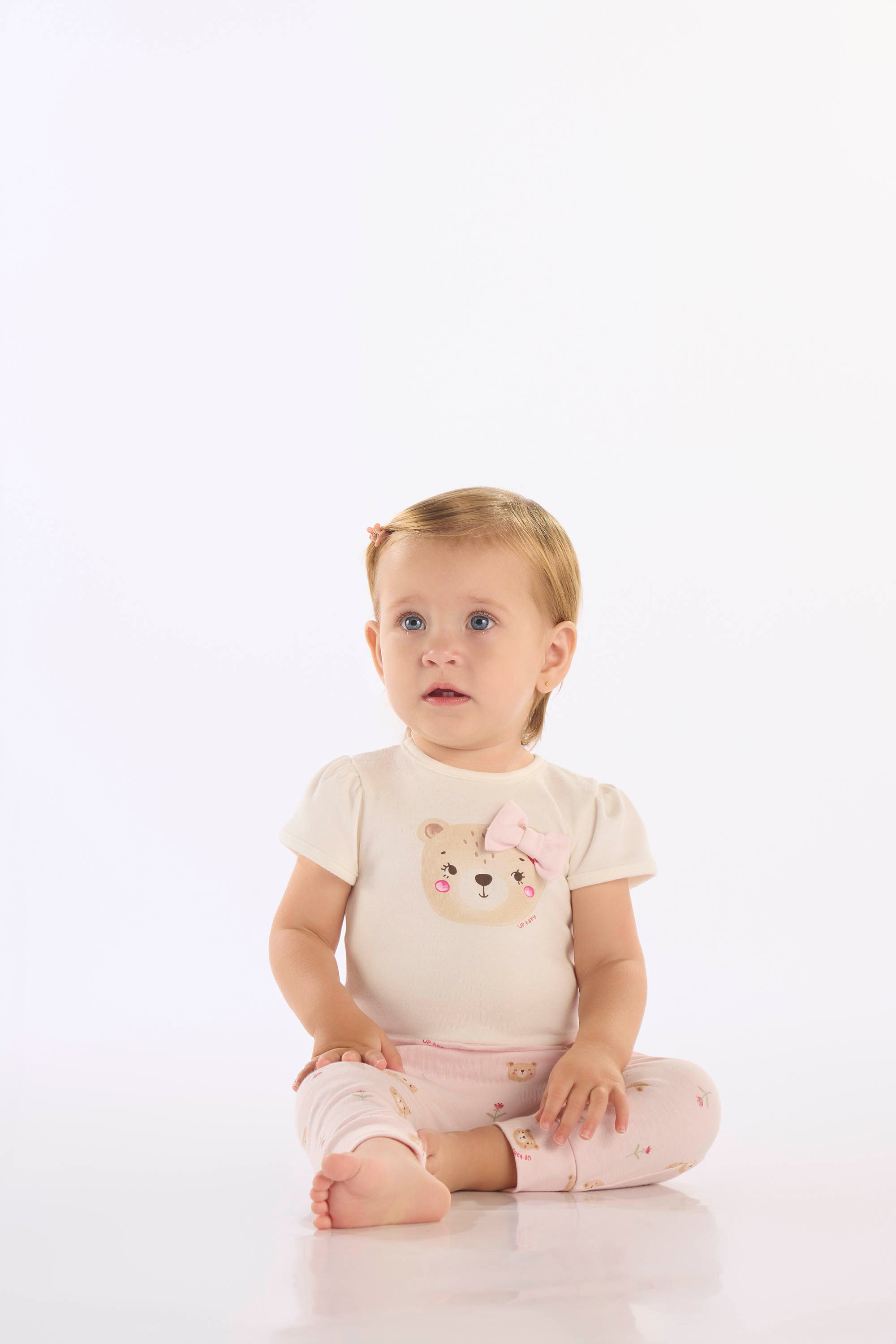 Conjunto Bebê Menina com Body e Calça Clochard (Off White) Up Baby