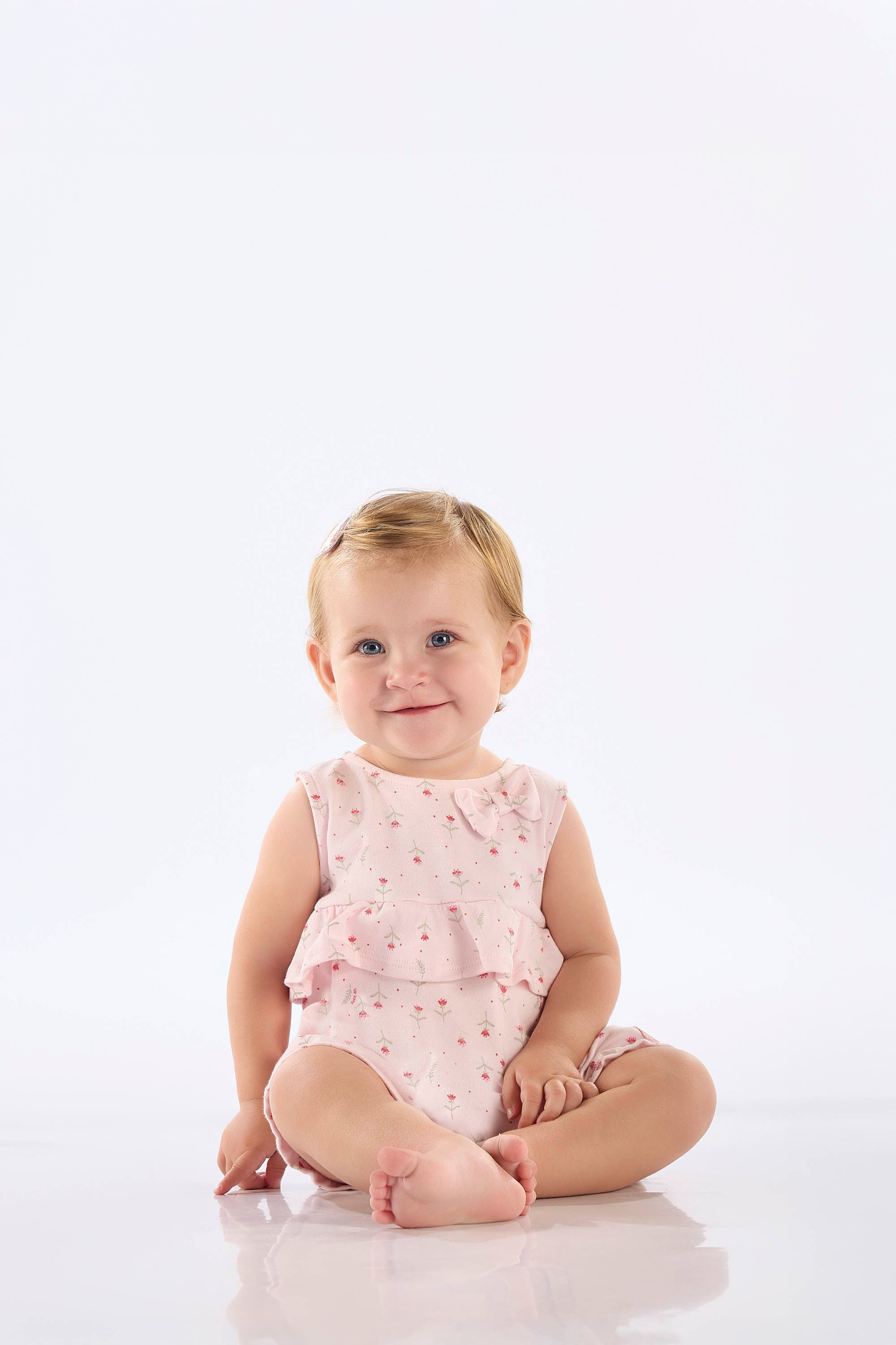 Macaquinho Floral em Suedine para Bebê Menina (Rosa Claro) Up Baby