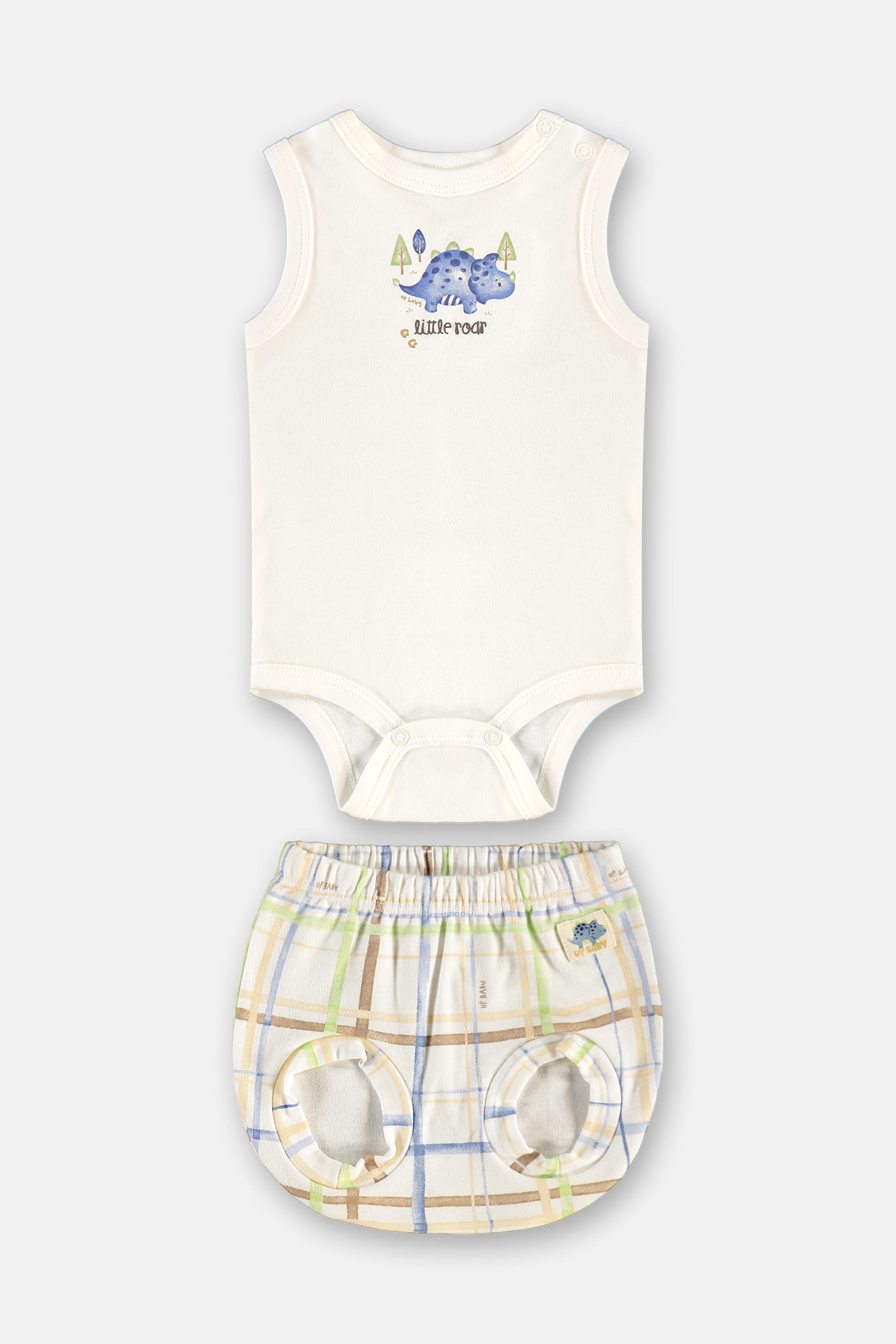 Conjunto Body Regata e Short em Suedine Comfy para Bebê Menino (Off White) Up Baby - Imagem 30