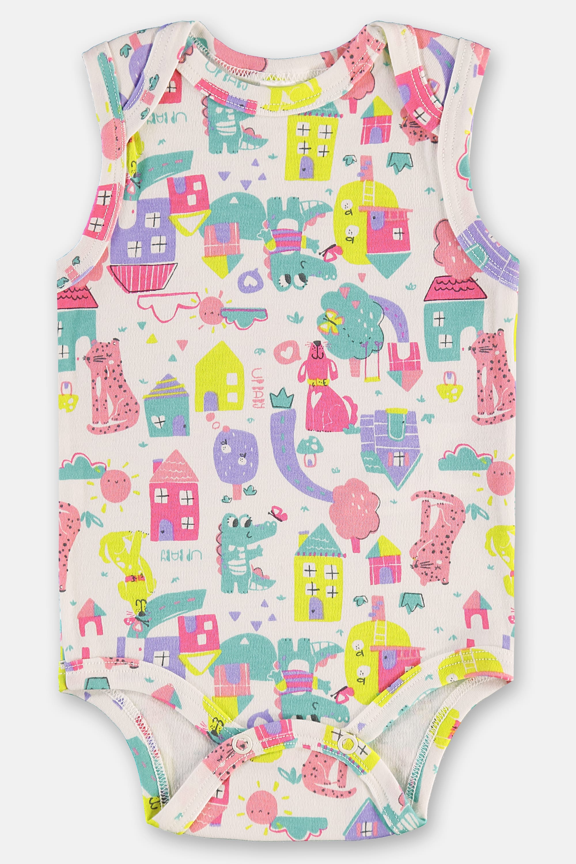 Body Regata para Bebê Menina em Suedine Estampado (Branco) Up Baby - Imagem 8