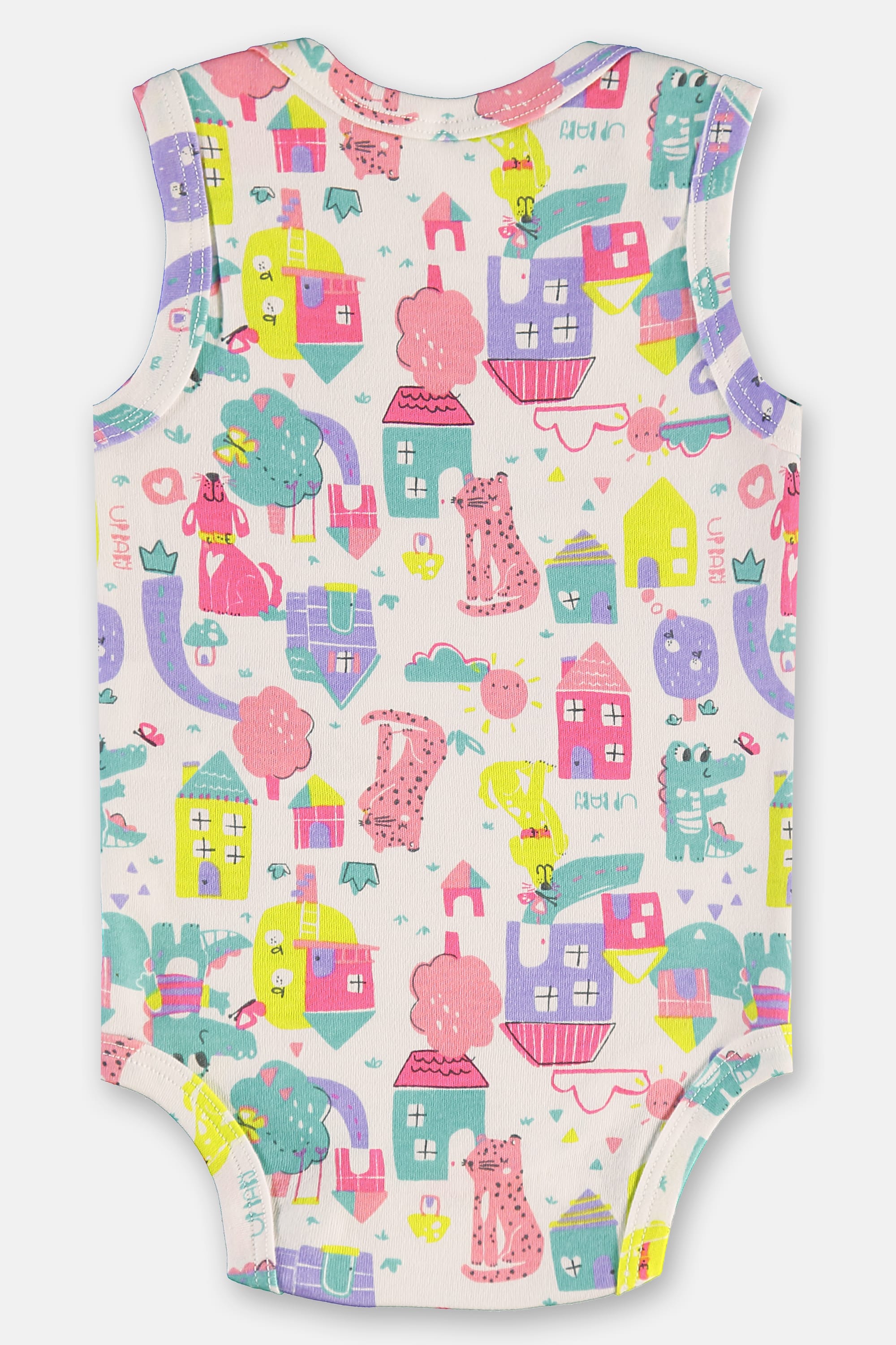 Body Regata para Bebê Menina em Suedine Estampado (Branco) Up Baby - Imagem 12