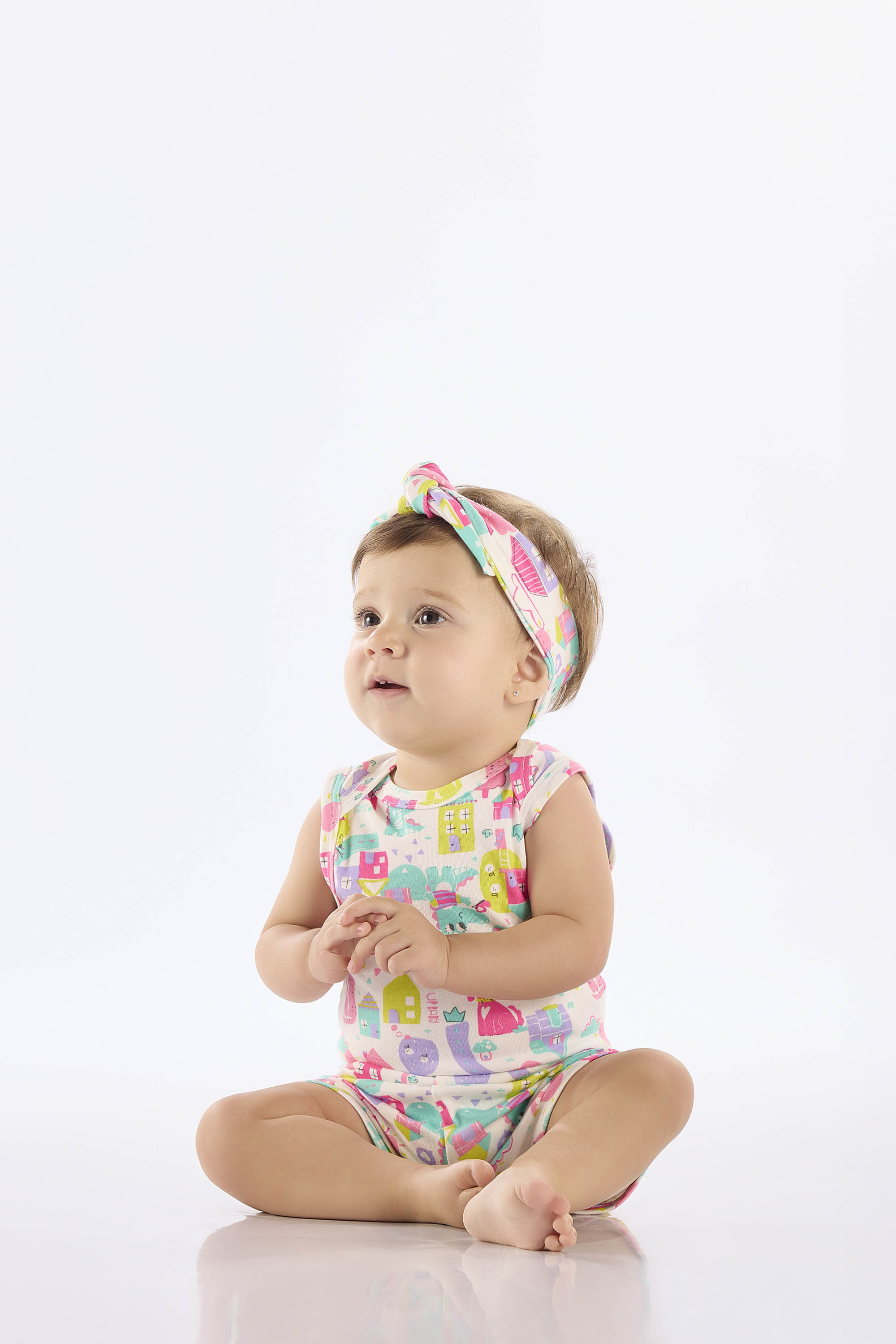 Body Regata para Bebê Menina em Suedine Estampado (Branco) Up Baby - Imagem 13