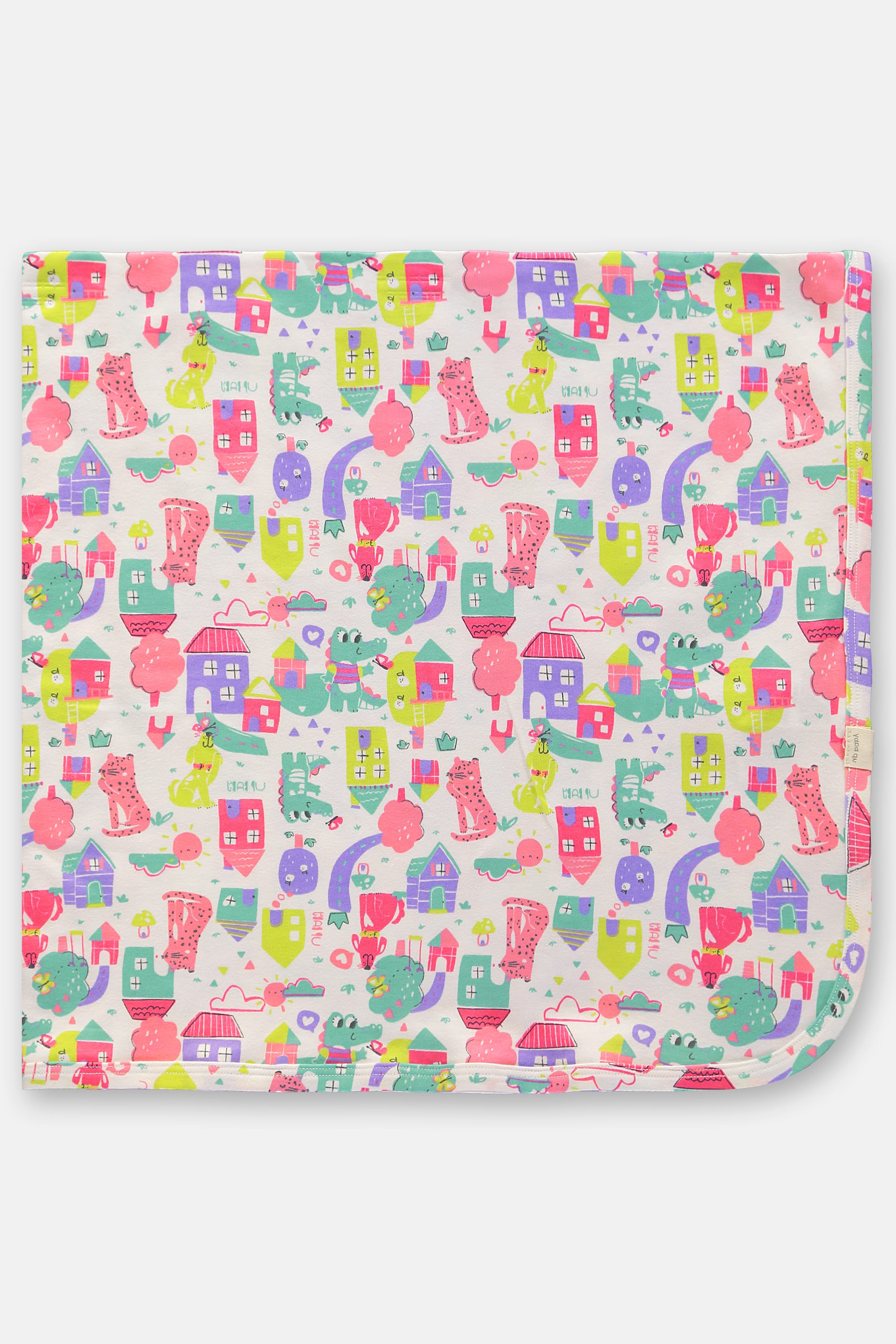 Manta para Bebê Menina em Suedine com Estampa Abstrata (Branco) Up Baby