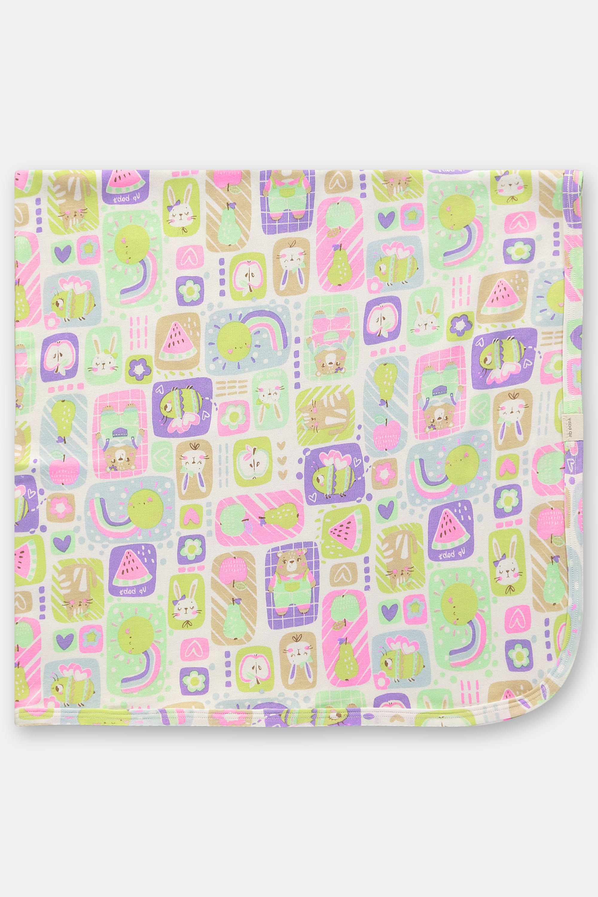 Manta para Bebê Menina em Suedine com Estampa Abstrata (Branco) Up Baby