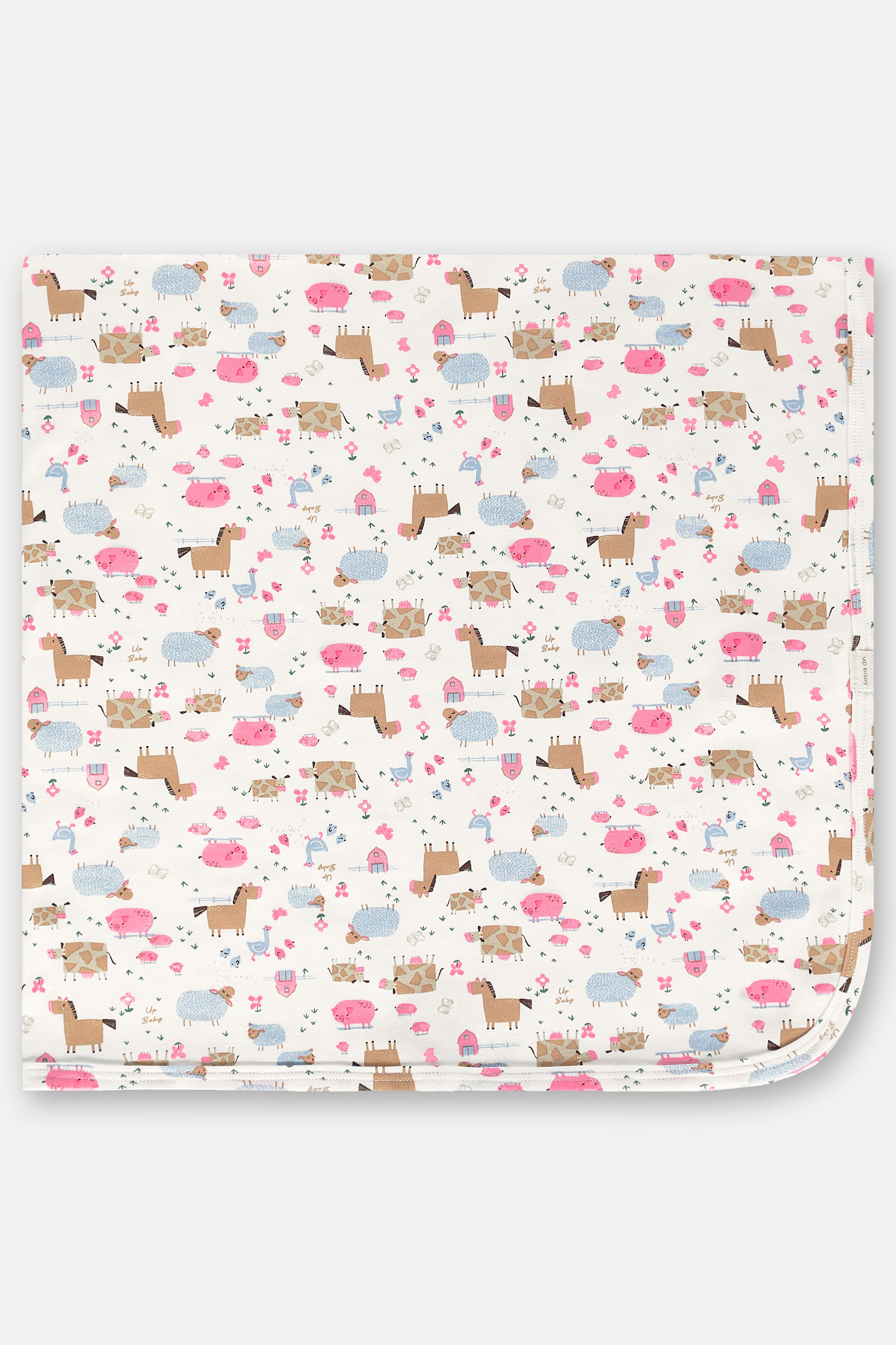 Manta para Bebê Menina em Suedine com Estampa Abstrata (Off White) Up Baby