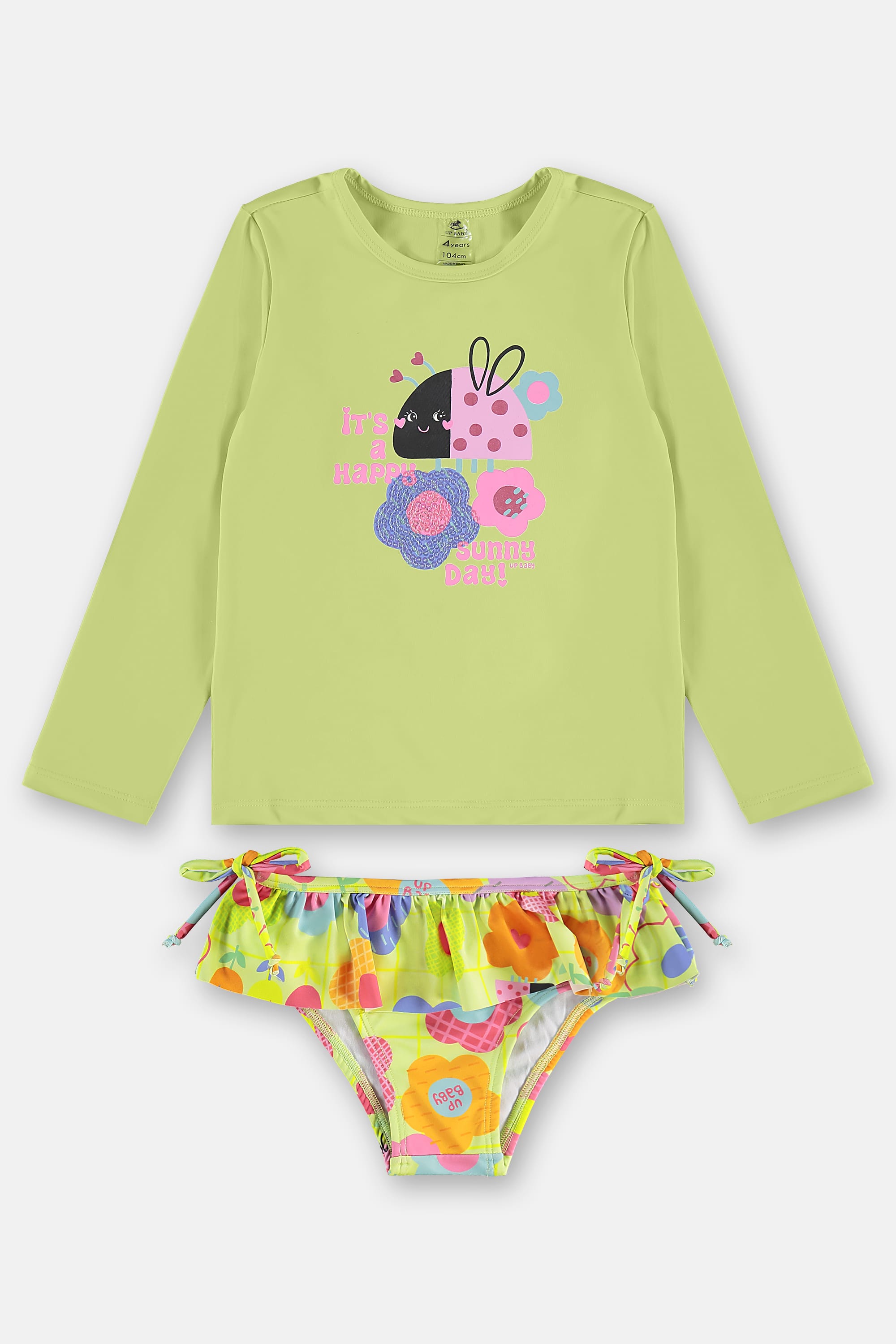 Biquíni Infantil FPS+50 com Blusa Manga Longa e Calcinha (Verde Limão) Up Baby - Imagem 42