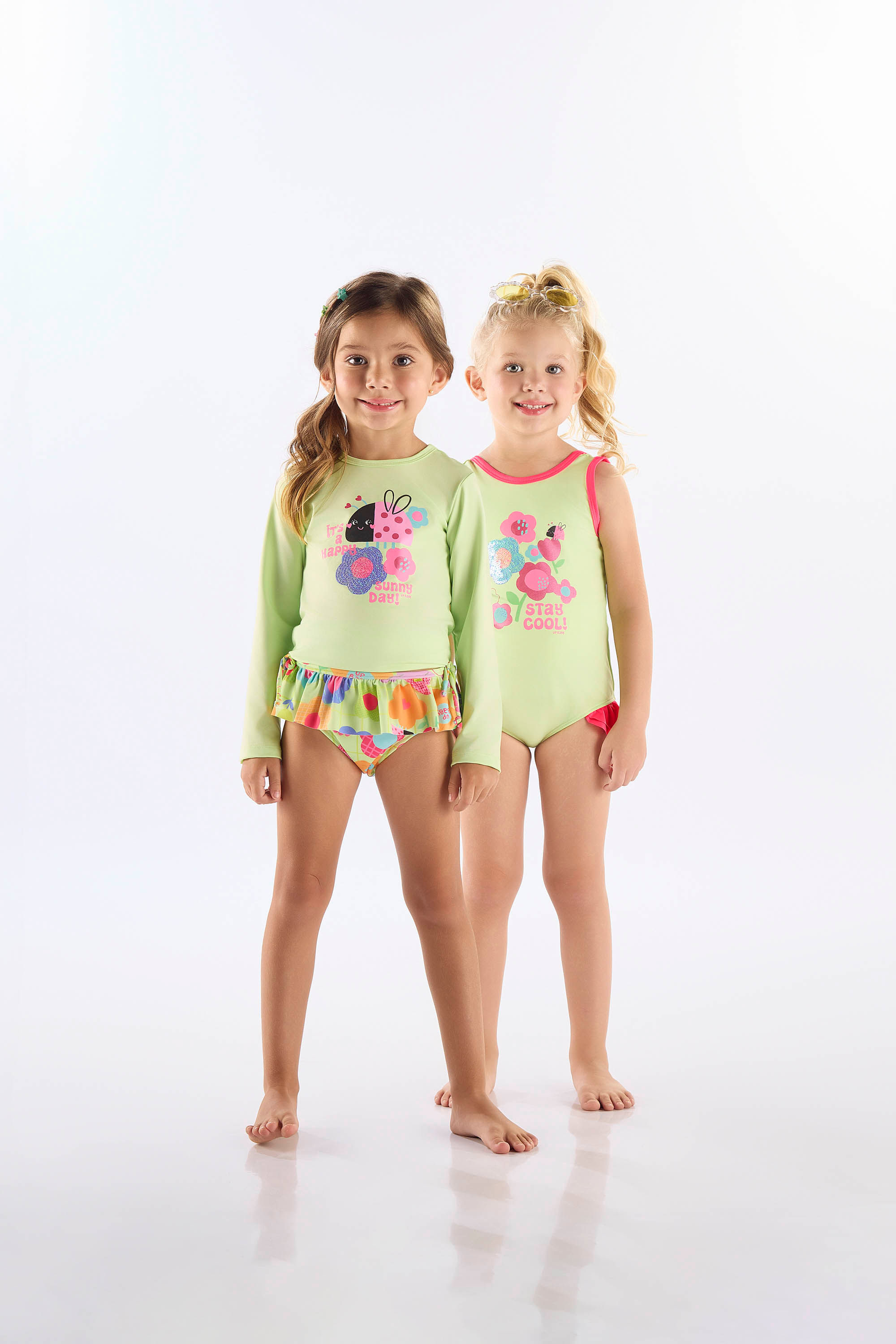 Biquíni Infantil FPS+50 com Blusa Manga Longa e Calcinha (Verde Limão) Up Baby - Imagem 22