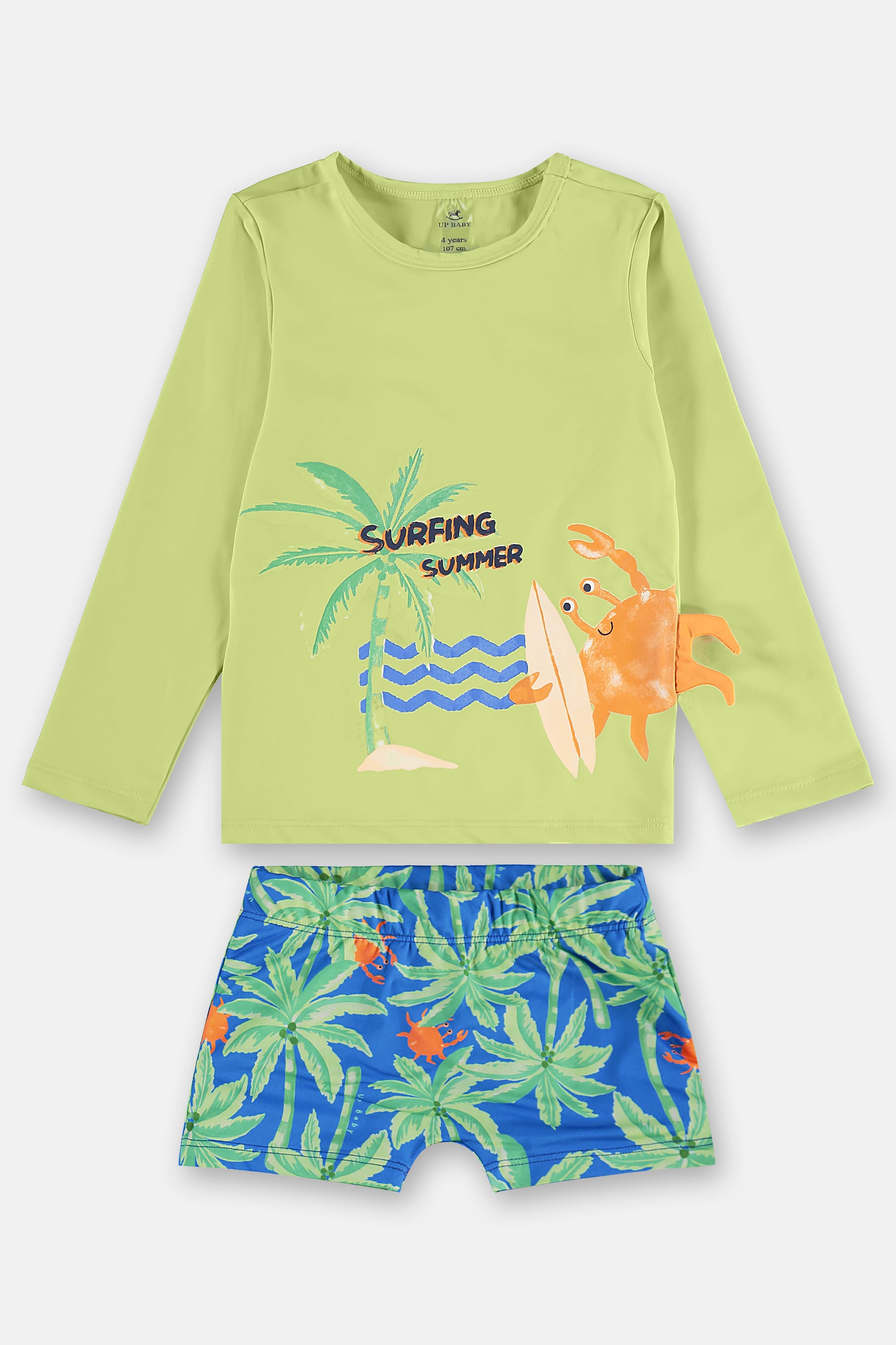 Conjunto Praia Infantil Camiseta Manga Longa e Sunga Boxer (Verde) Up Baby - Imagem 31