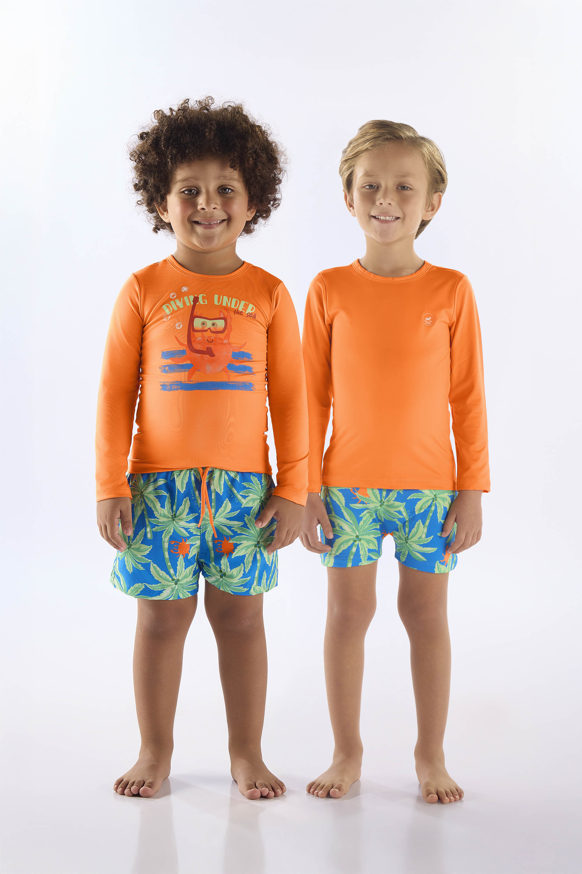 Conjunto de Praia Infantil com Camiseta FPS+50 e Short (Laranja) Up Baby - Imagem 8