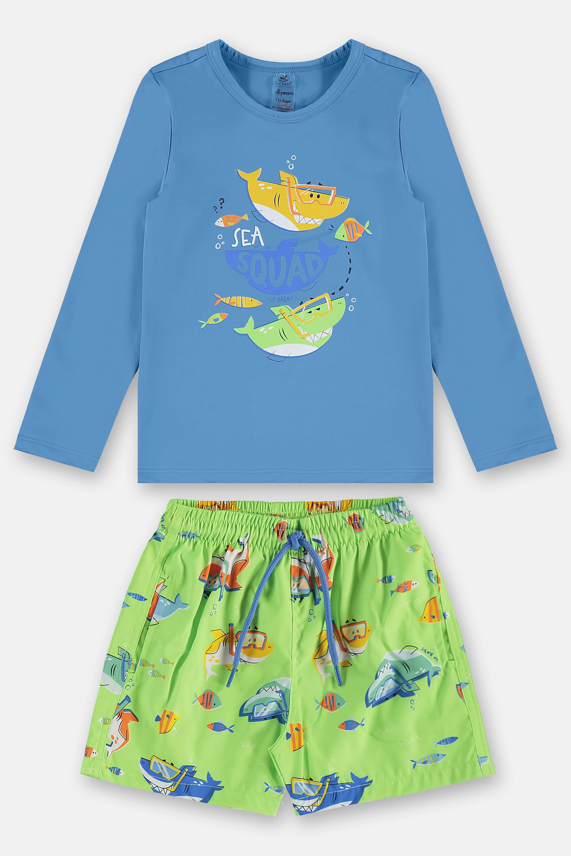 Conjunto de Praia Infantil com Camiseta FPS+50 e Short (Azul Claro) Up Baby - Imagem 28