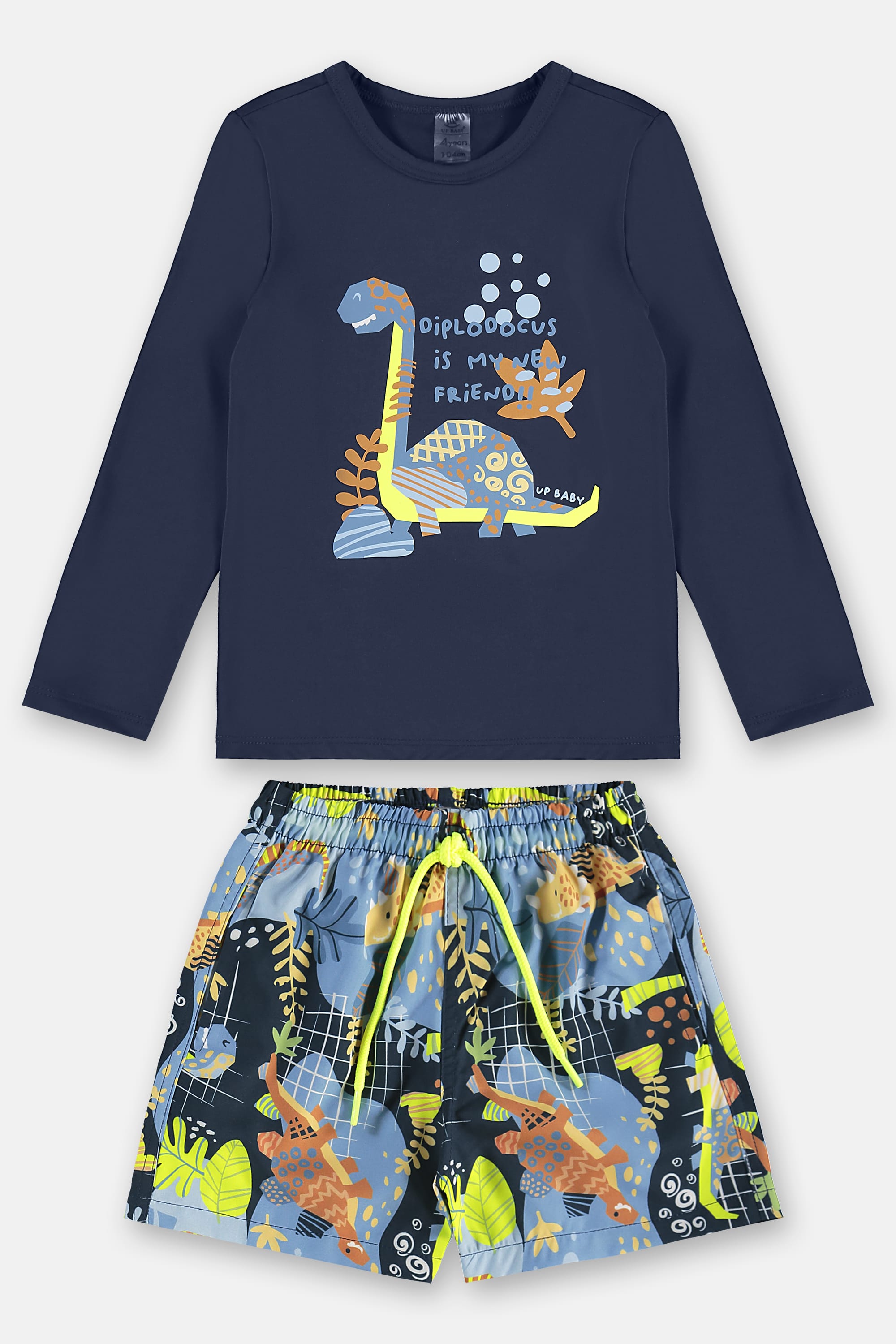 Conjunto de Praia Infantil com Camiseta FPS+50 e Short (Azul Marinho) Up Baby - Imagem 13