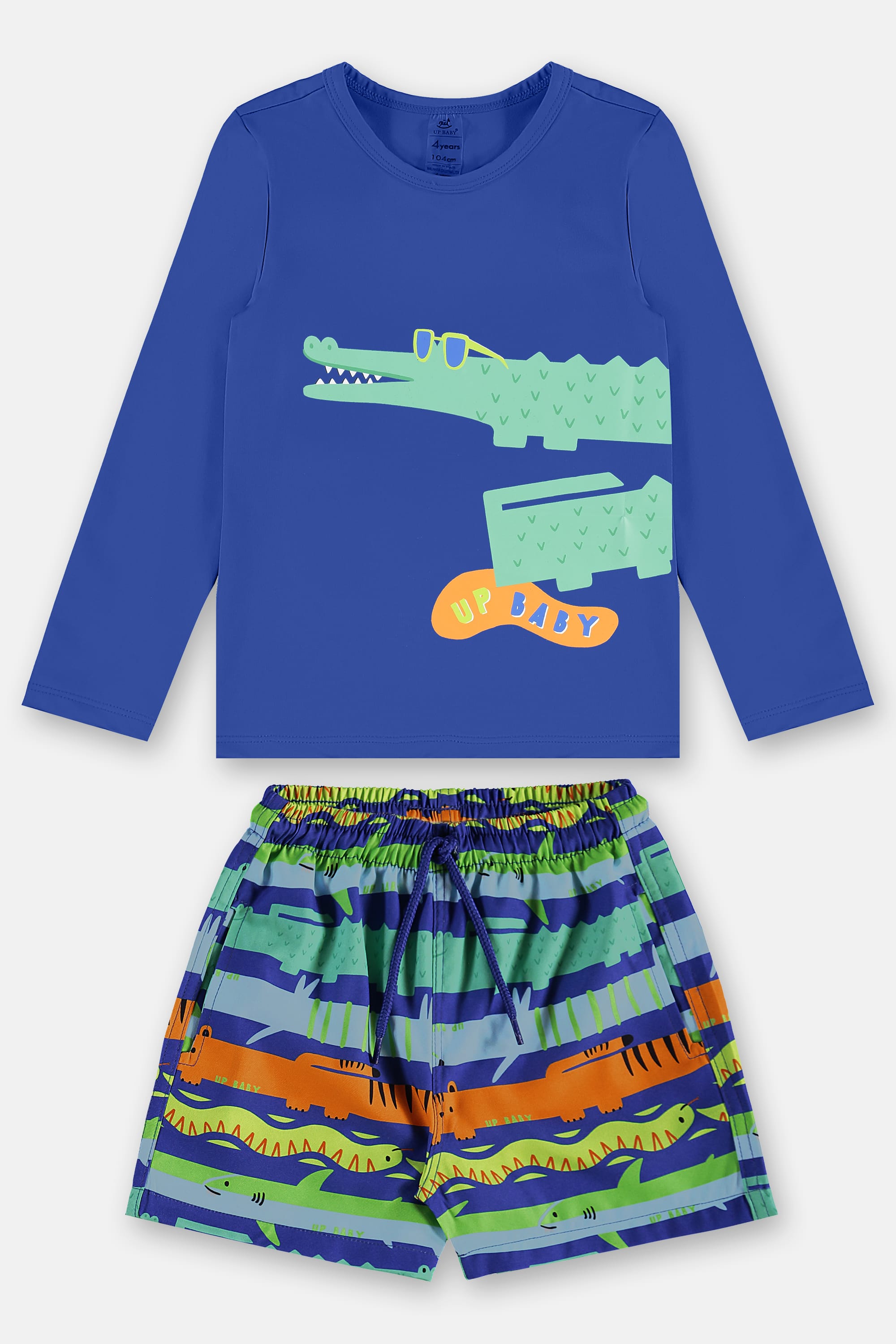 Conjunto de Praia Infantil com Camiseta FPS+50 e Short (Azul) Up Baby - Imagem 35