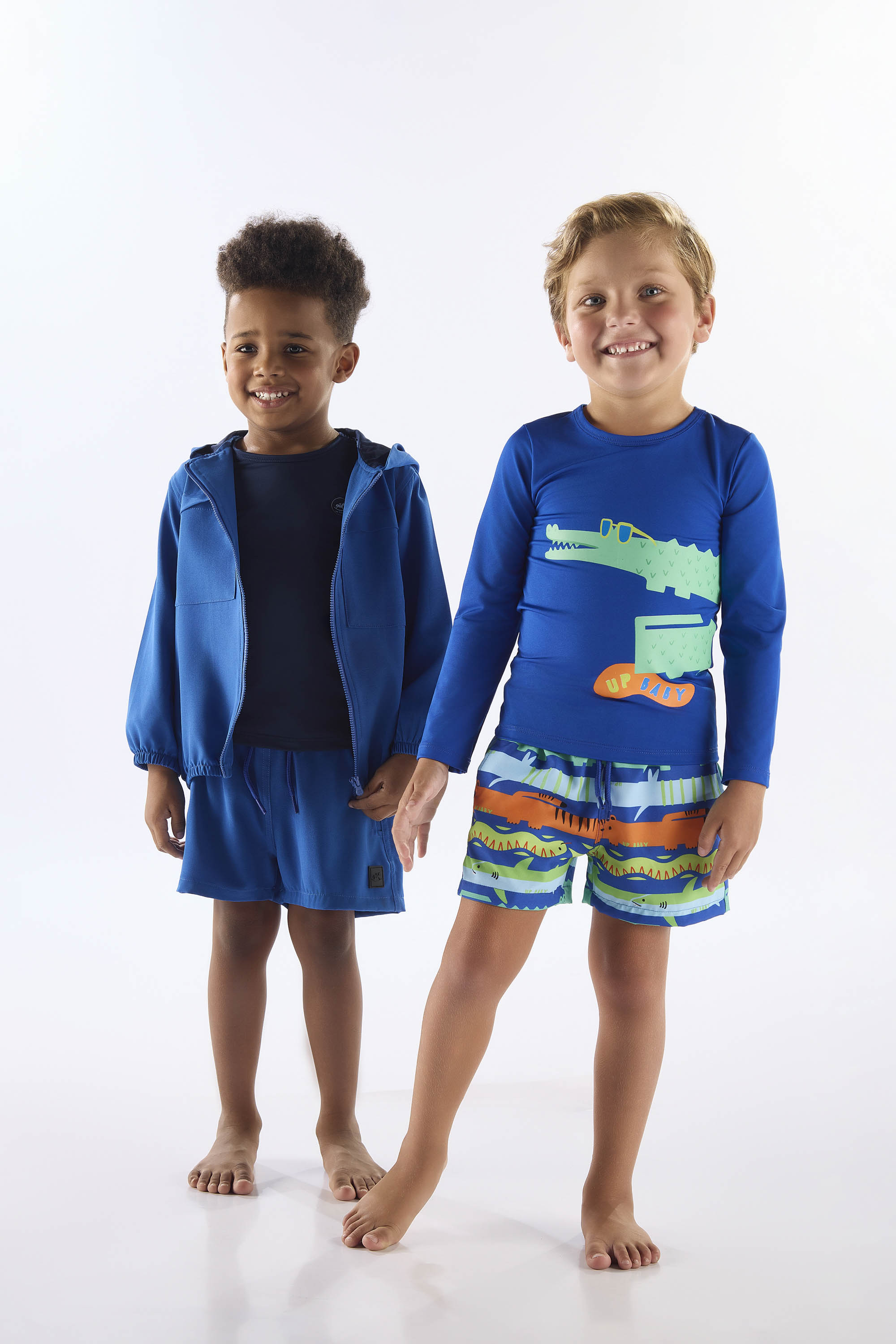 Conjunto de Praia Infantil com Camiseta FPS+50 e Short (Azul) Up Baby - Imagem 8