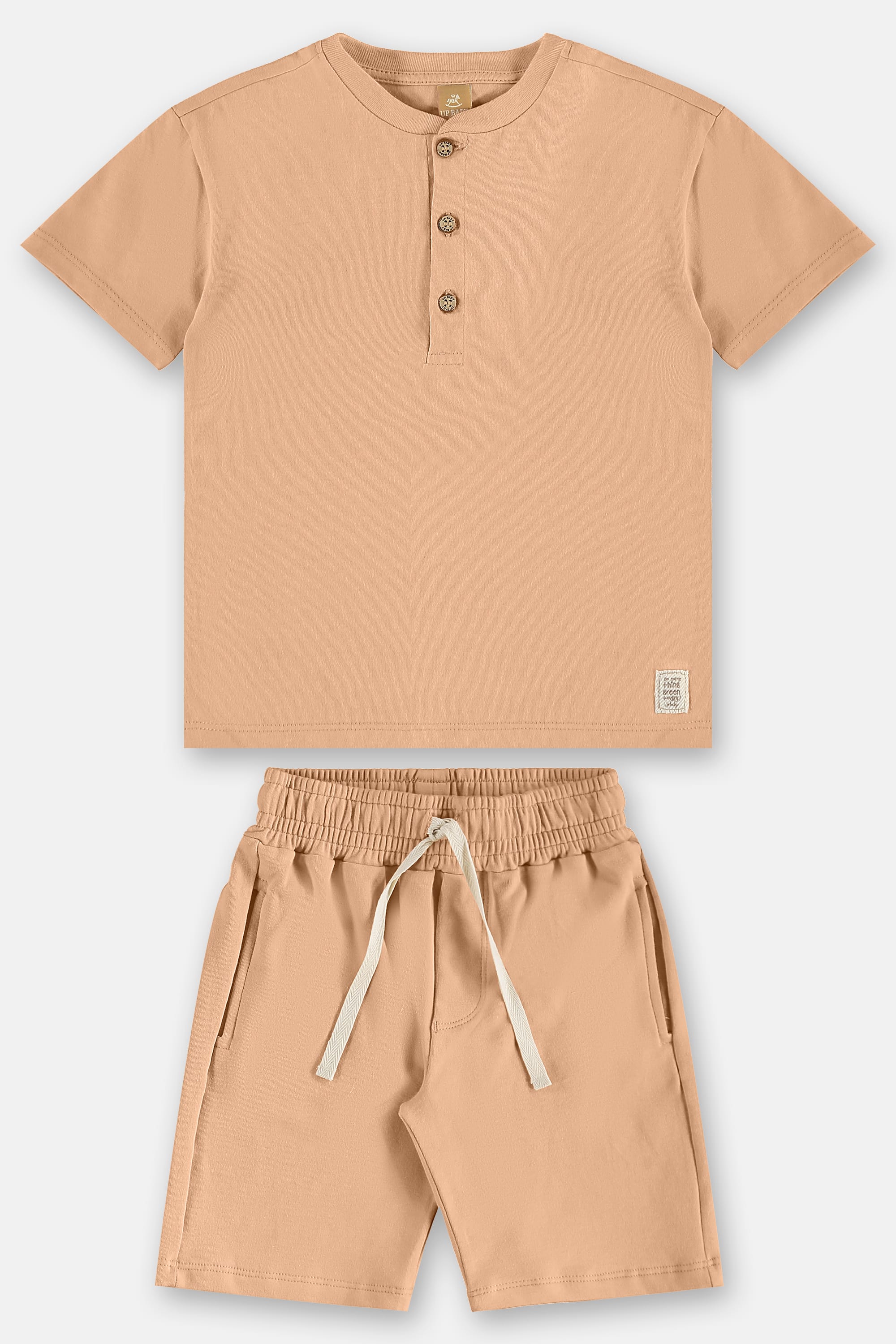 Conjunto Infantil Nature com Camiseta e Bermuda (Marrom) Up Baby