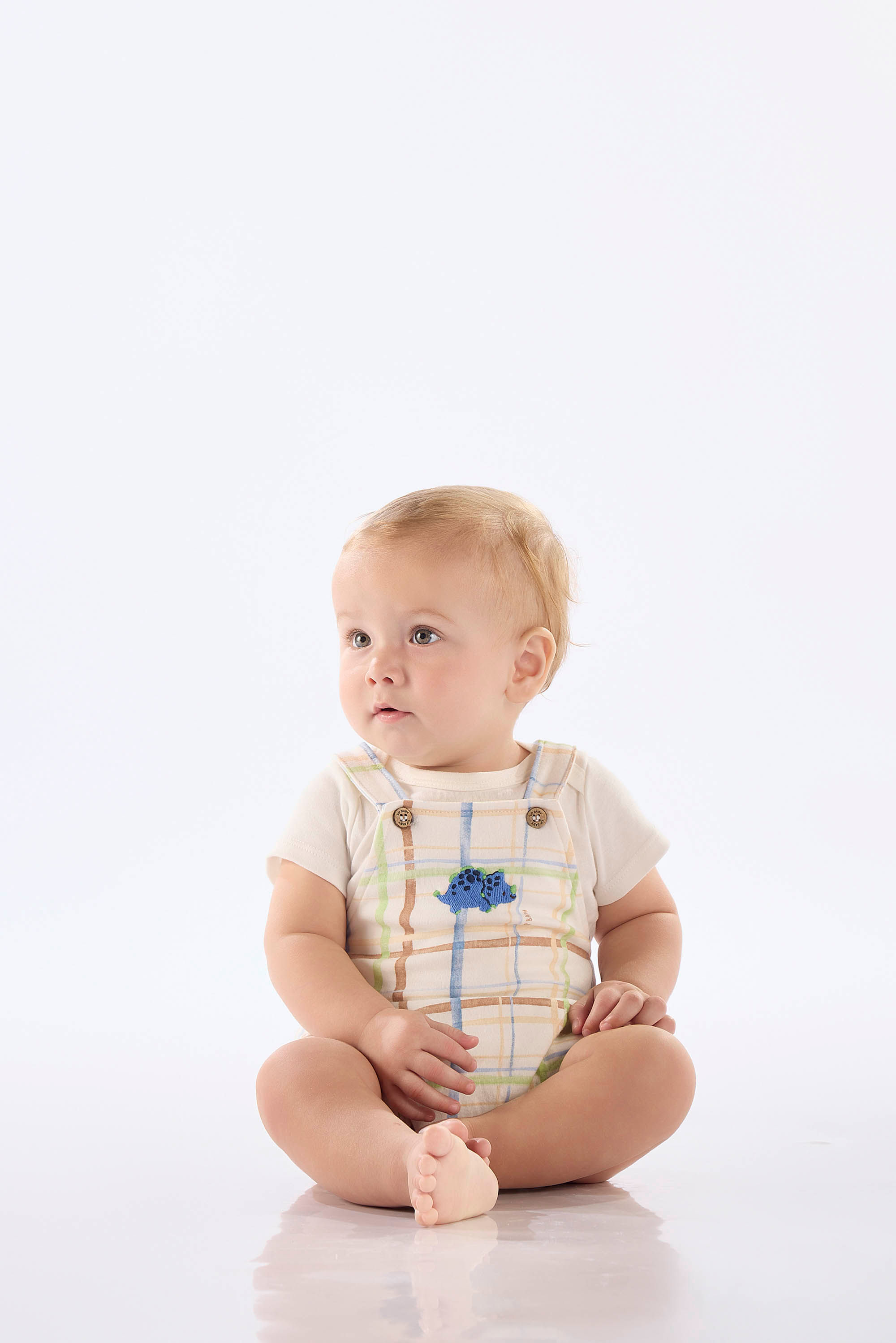 Conjunto Bebê com Jardineira e Body em Suedine Comfy (Off White) Up Baby - Imagem 9