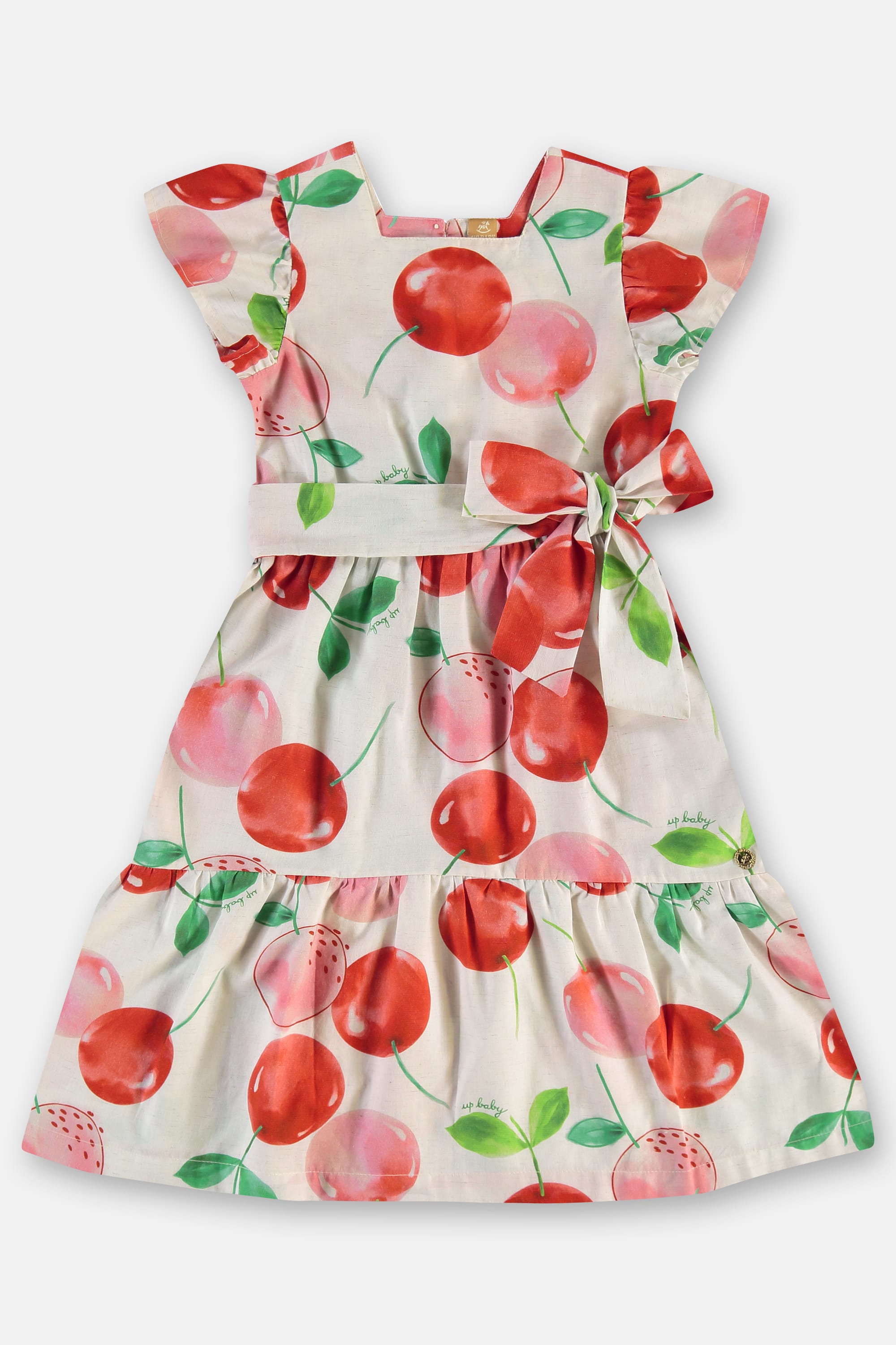 Vestido Cereja Midi Infantil em Algodão e Linho (Bege) Up Baby - Imagem 14