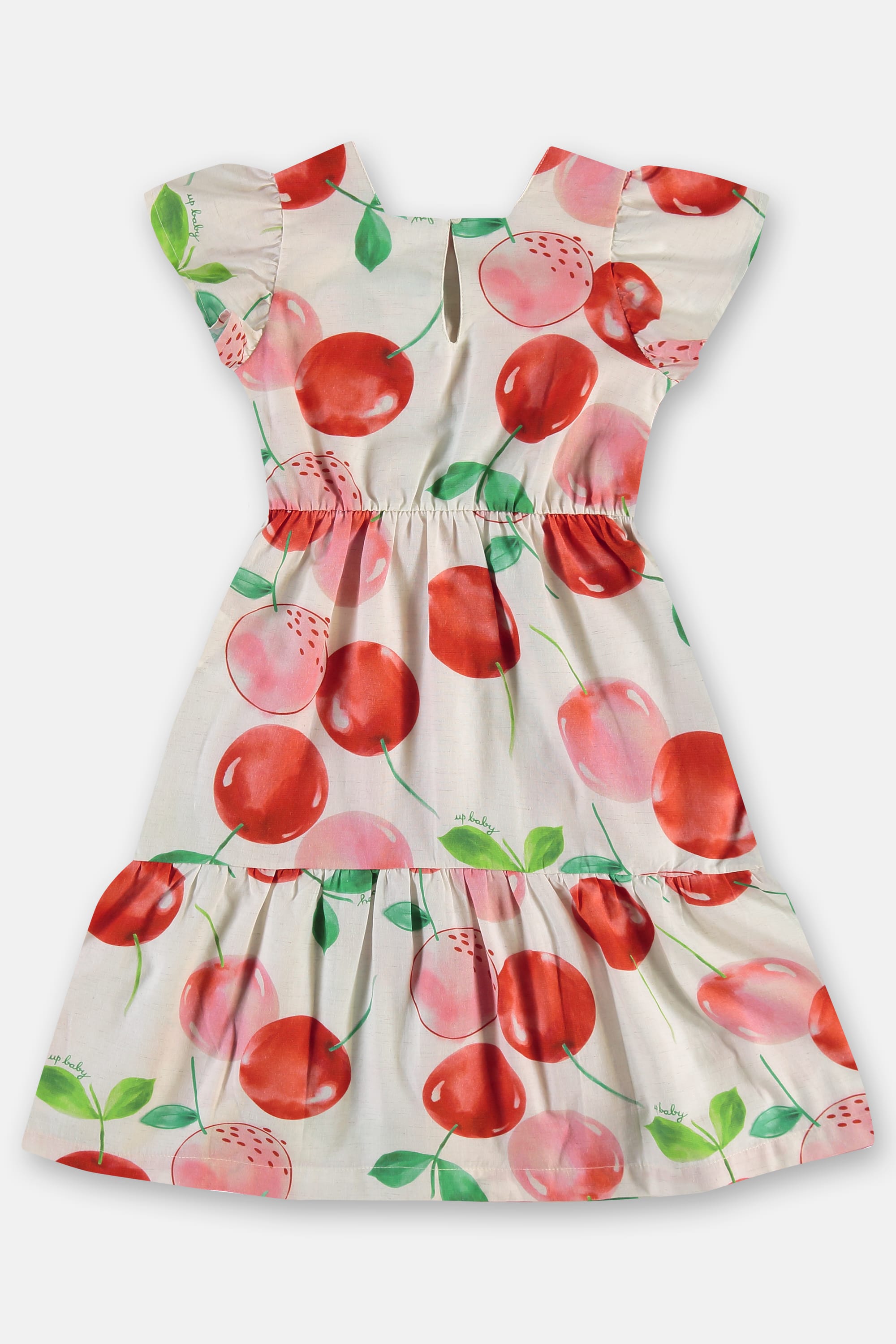 Vestido Cereja Midi Infantil em Algodão e Linho (Bege) Up Baby - Imagem 12
