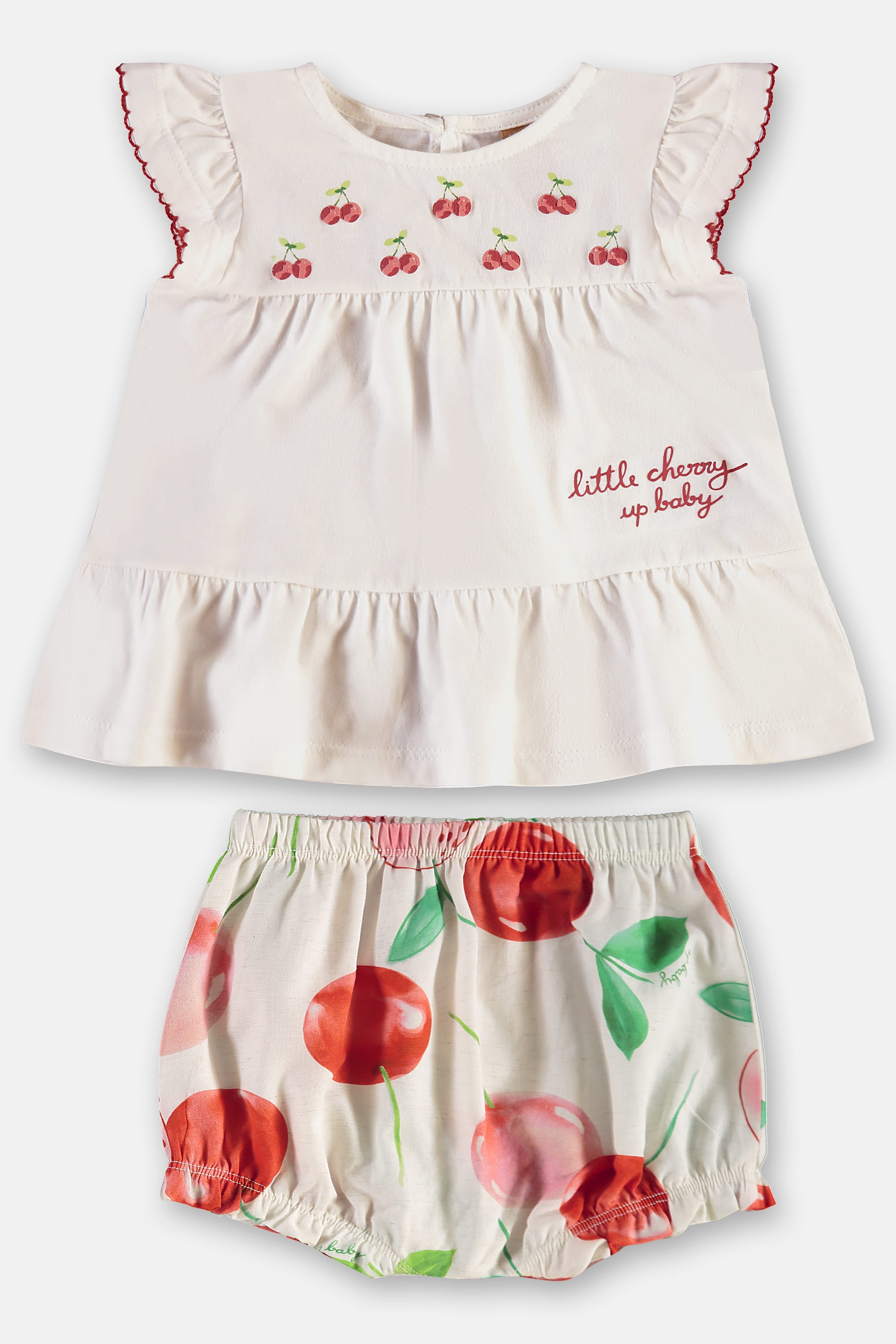 Conjunto Cereja para Bebê com Bata e Calcinha (Off White) Up Baby - Imagem 24