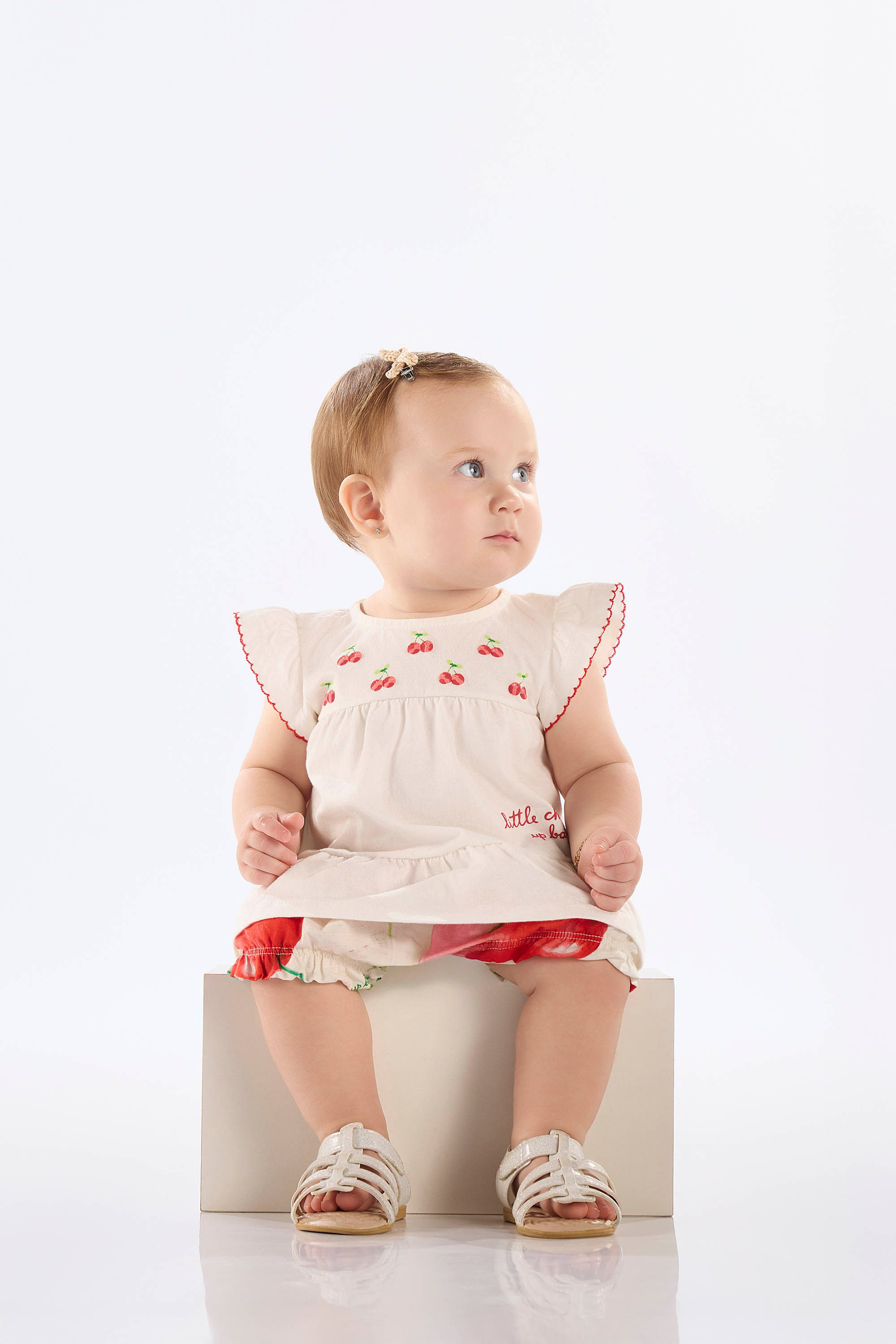 Conjunto Cereja para Bebê com Bata e Calcinha (Off White) Up Baby - Imagem 7