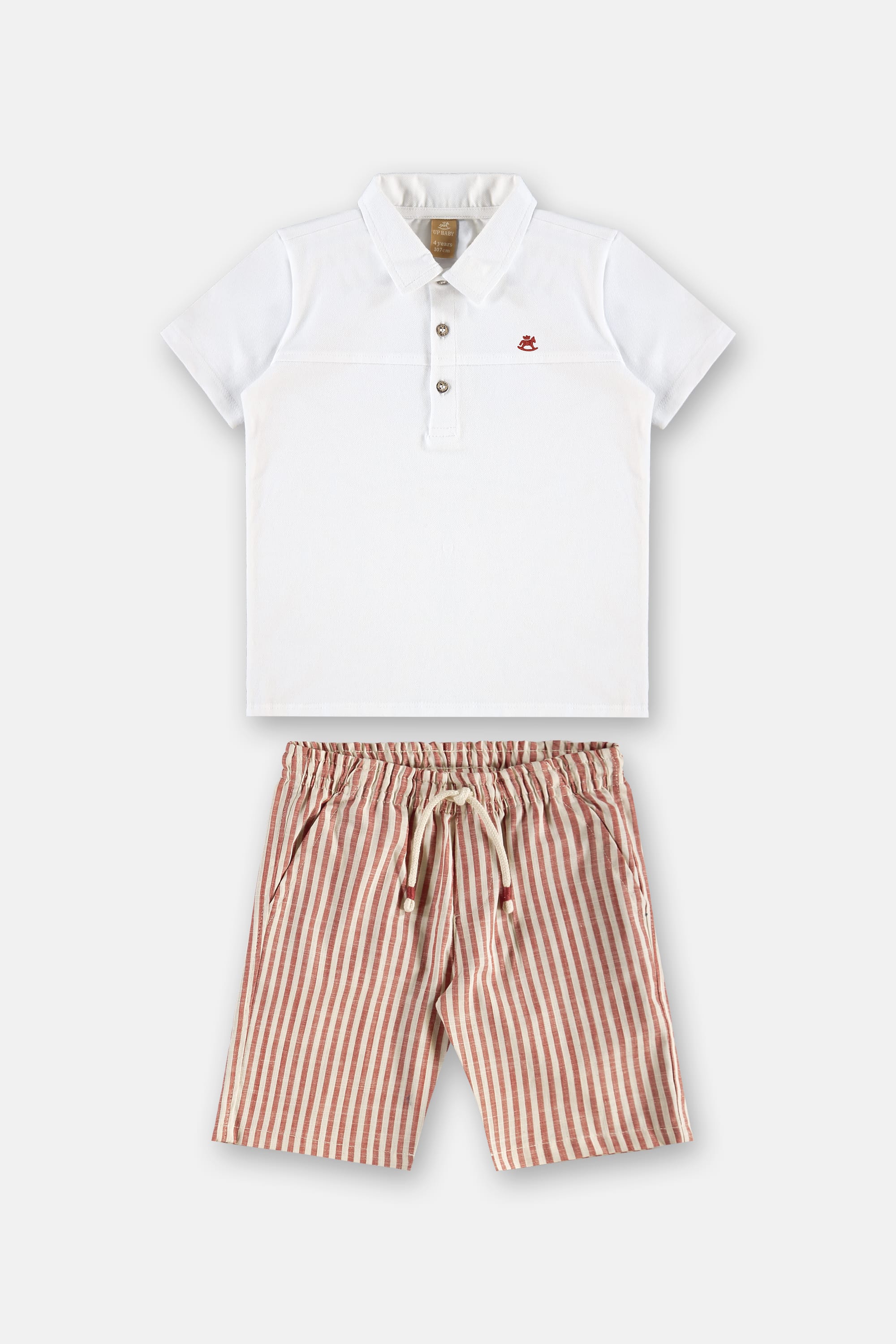 Conjunto Infantil com Camisa Polo e Bermuda Listrada (Branco) Up Baby - Imagem 24