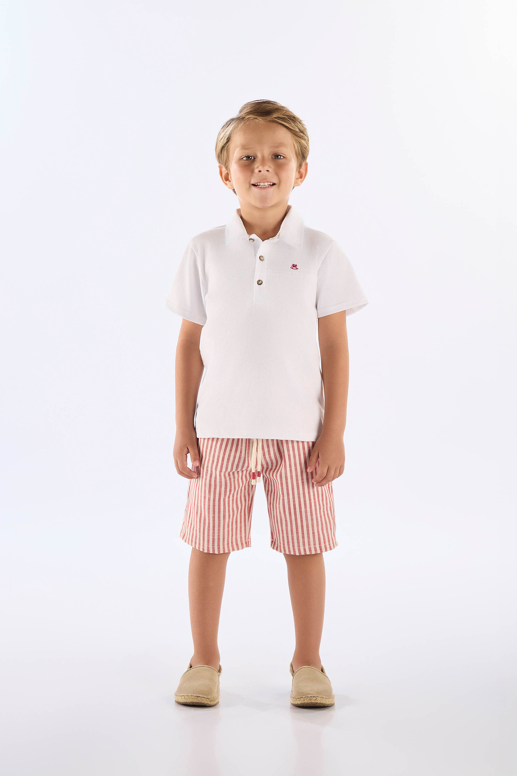 Conjunto Infantil com Camisa Polo e Bermuda Listrada (Branco) Up Baby - Imagem 19