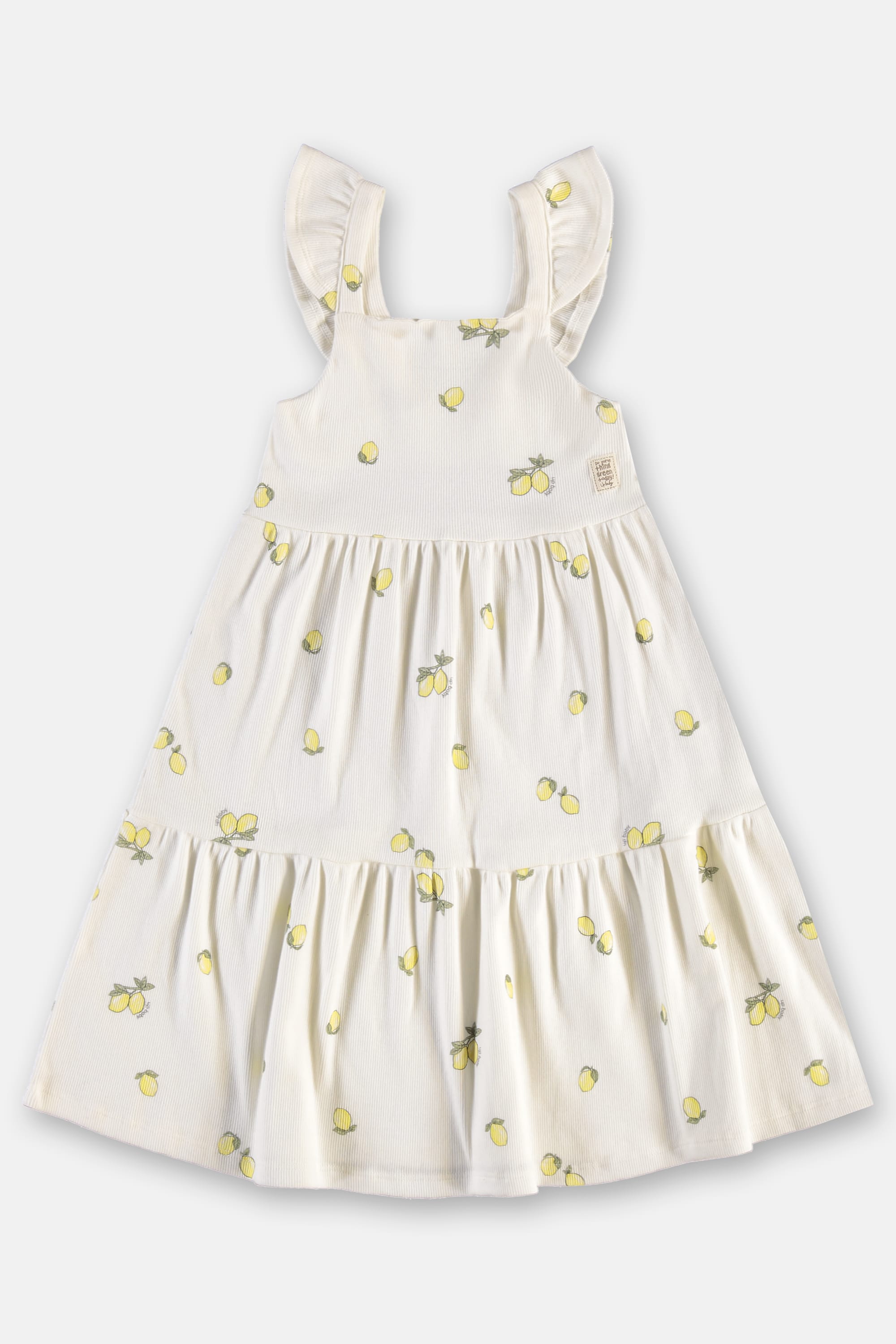 Vestido Infantil em Ribana Sustentável com Alças (Off White) Up Baby - Imagem 5