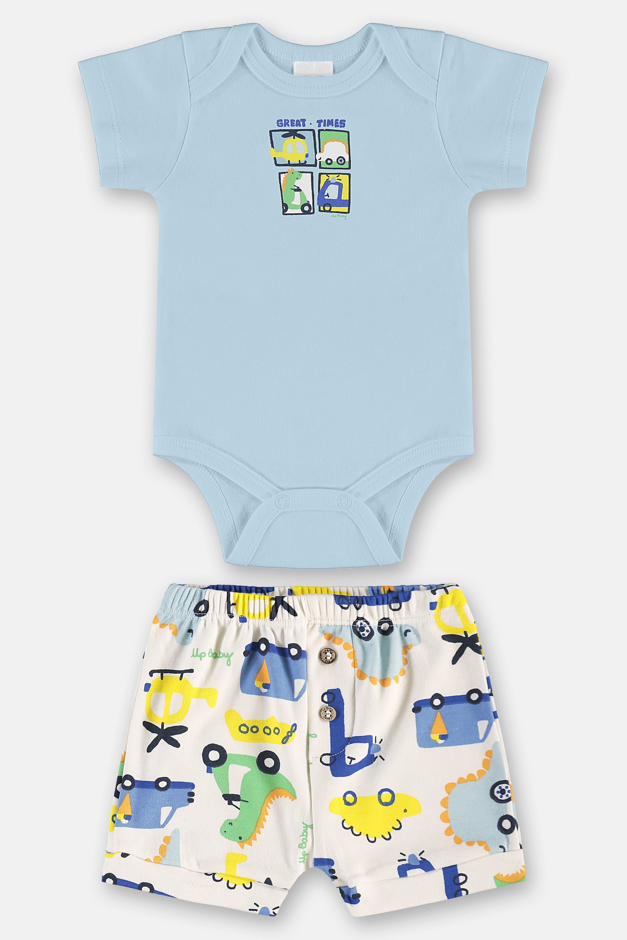 Conjunto Suedine Essentials Bebê Menino com Body e Short (Azul) Up Baby