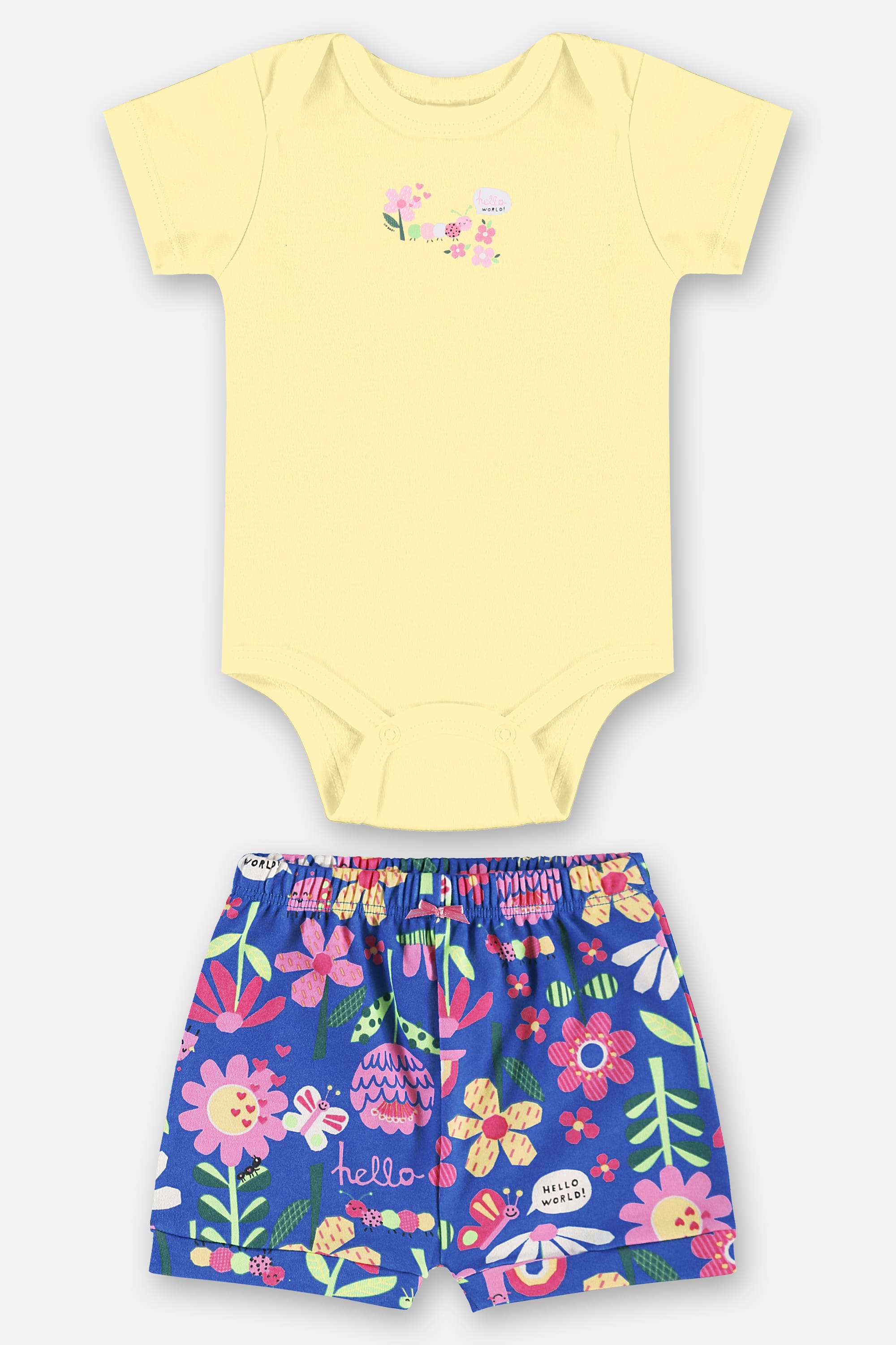 Conjunto para Bebê Menina com Body e Short em Suedine (Amarelo Claro) Up Baby - Imagem 16