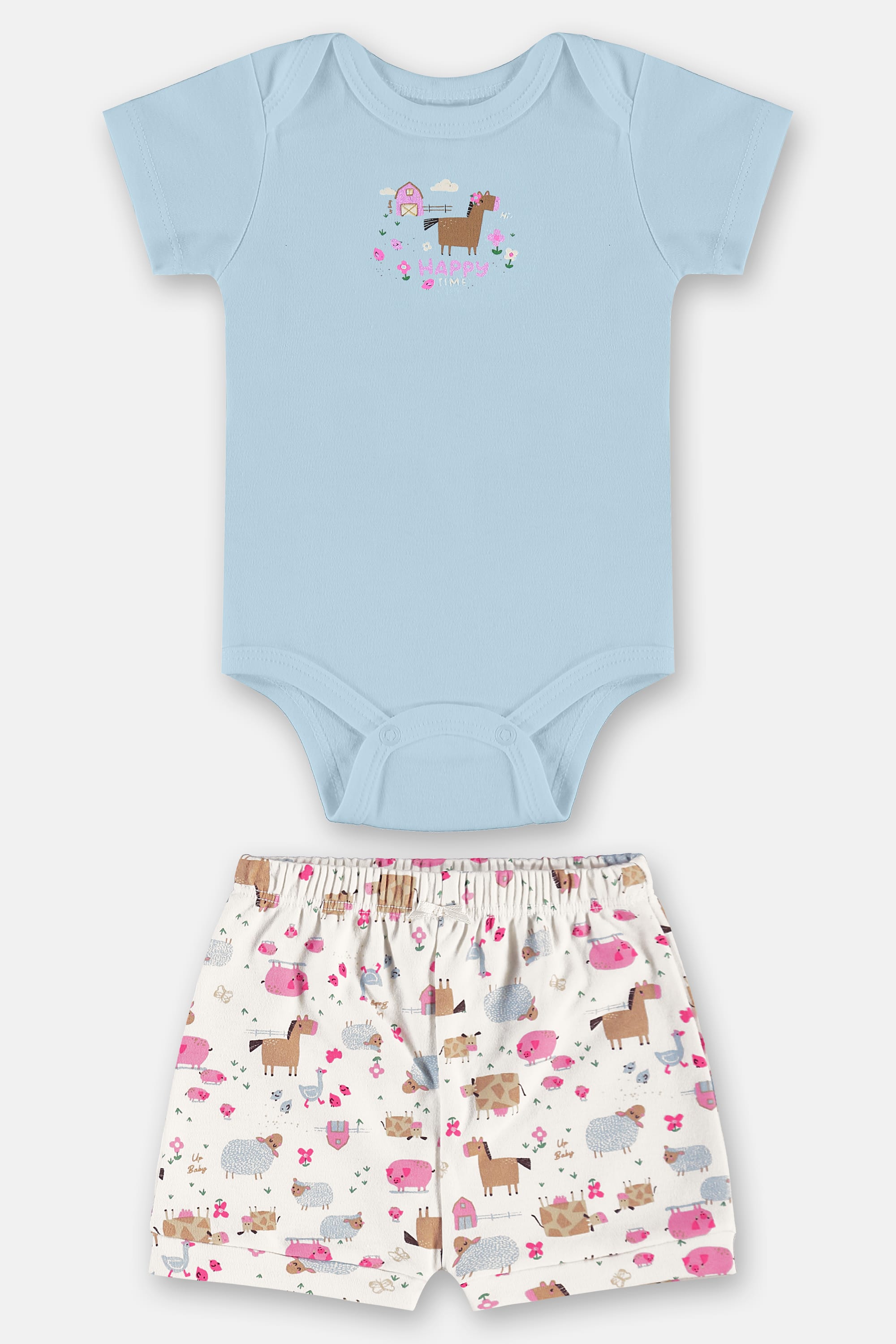 Conjunto para Bebê Menina com Body e Short em Suedine (Azul Claro) Up Baby - Imagem 26