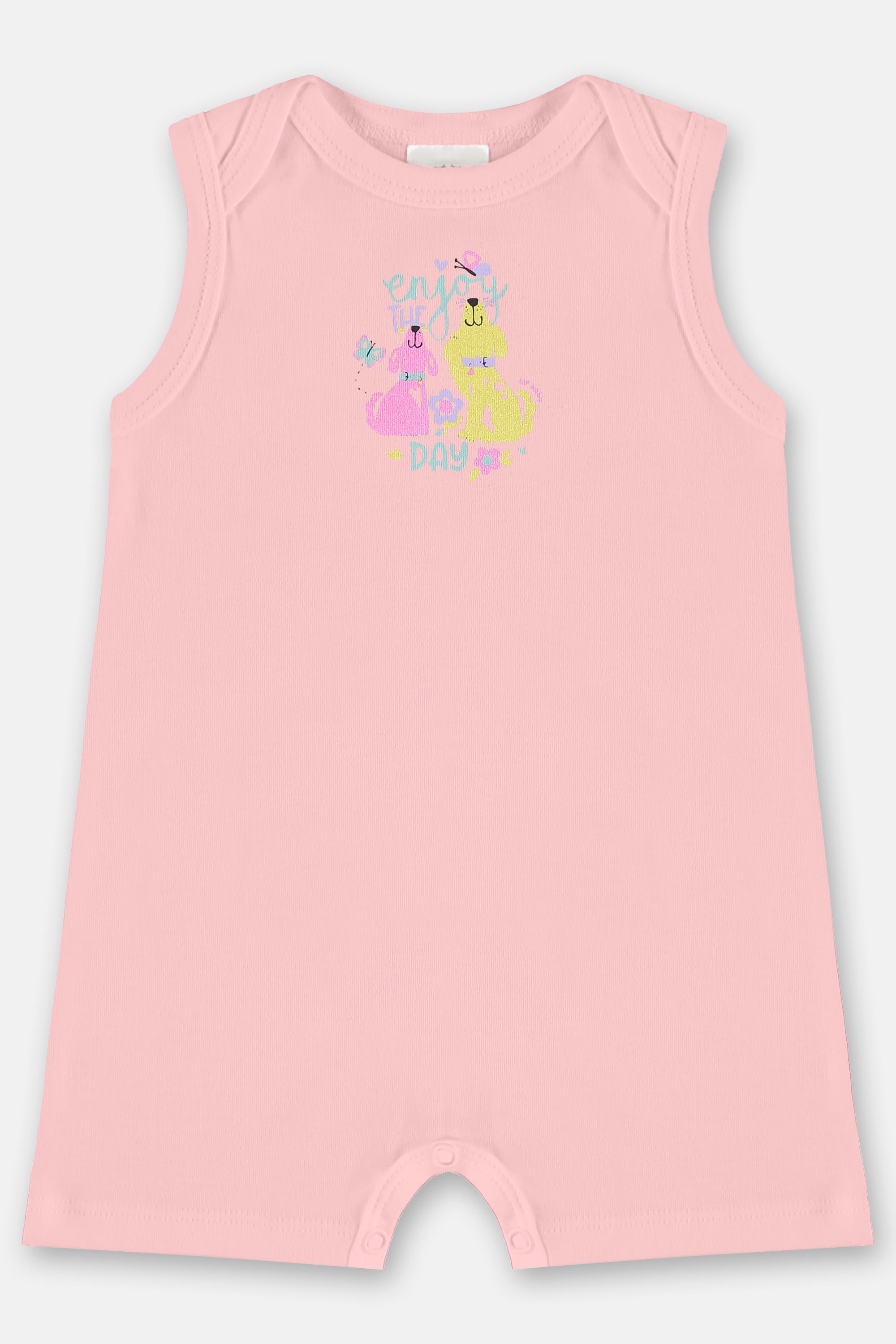 Macaquinho Regata Bebê Menina em Suedine Essentials (Rosa) Up Baby - Imagem 3