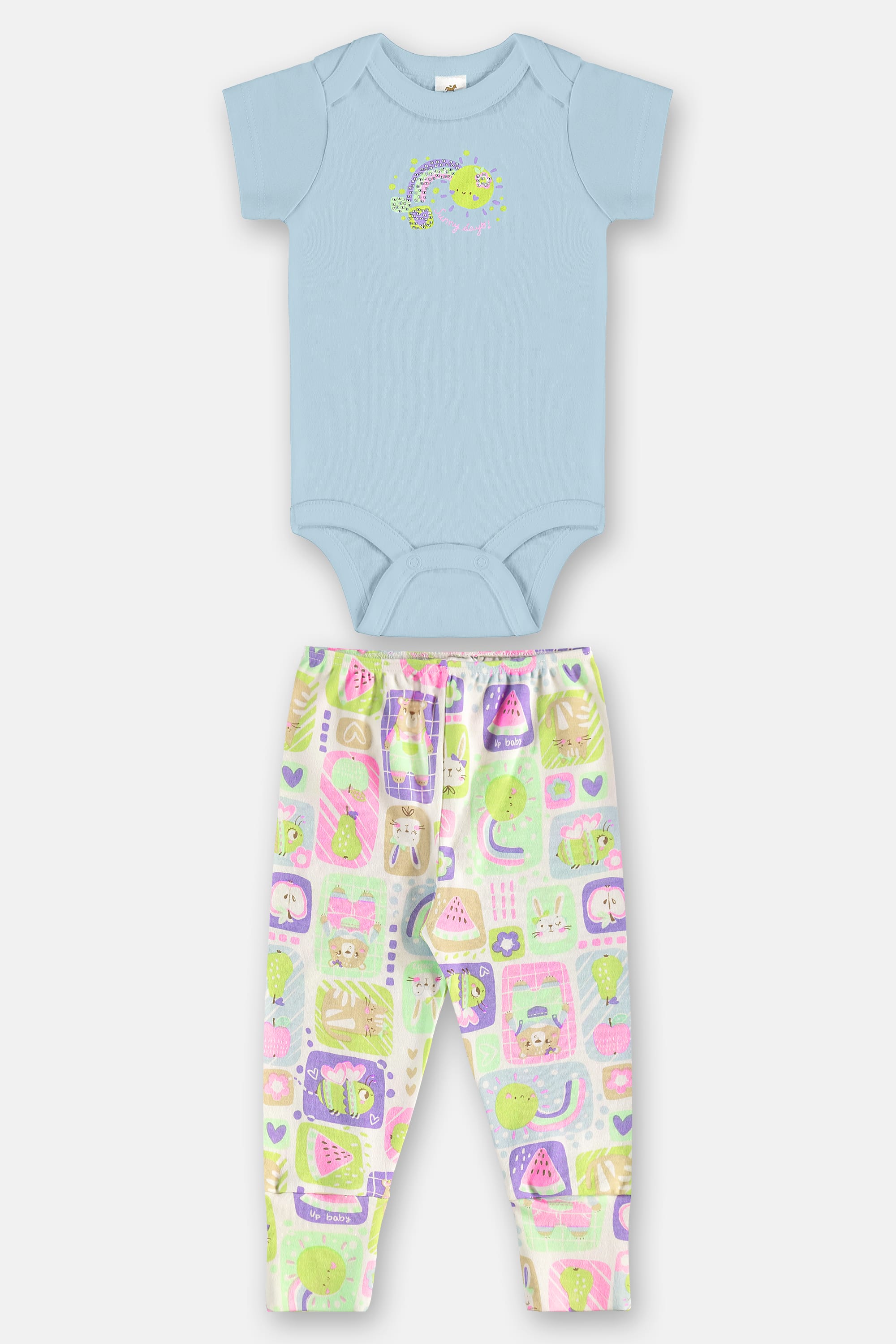 Conjunto Bebê Menina com Body e Calça em Suedine Essentials (Azul Claro) Up Baby - Imagem 6