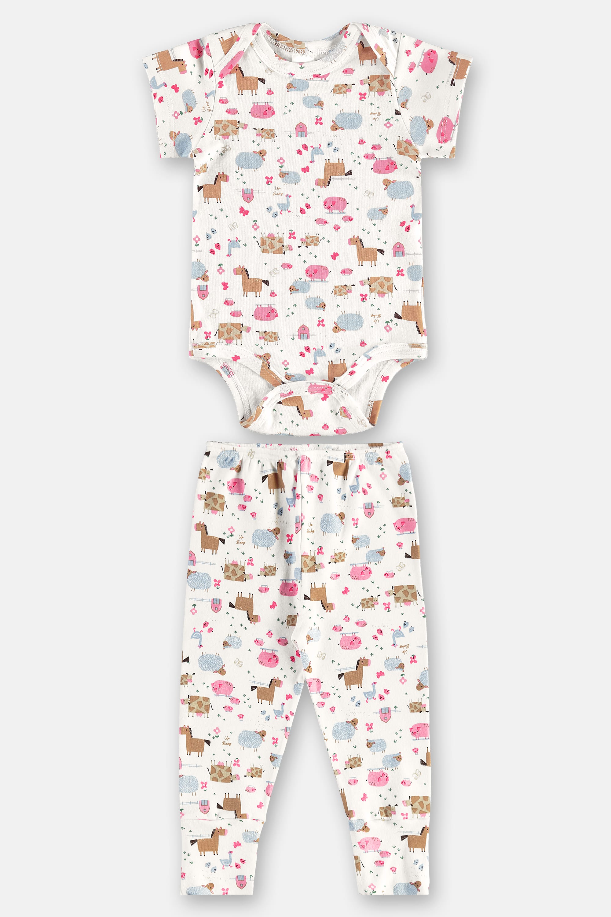 Conjunto em Suedine Essentials com Body e Calça Bebê Menina (Off White) Up Baby