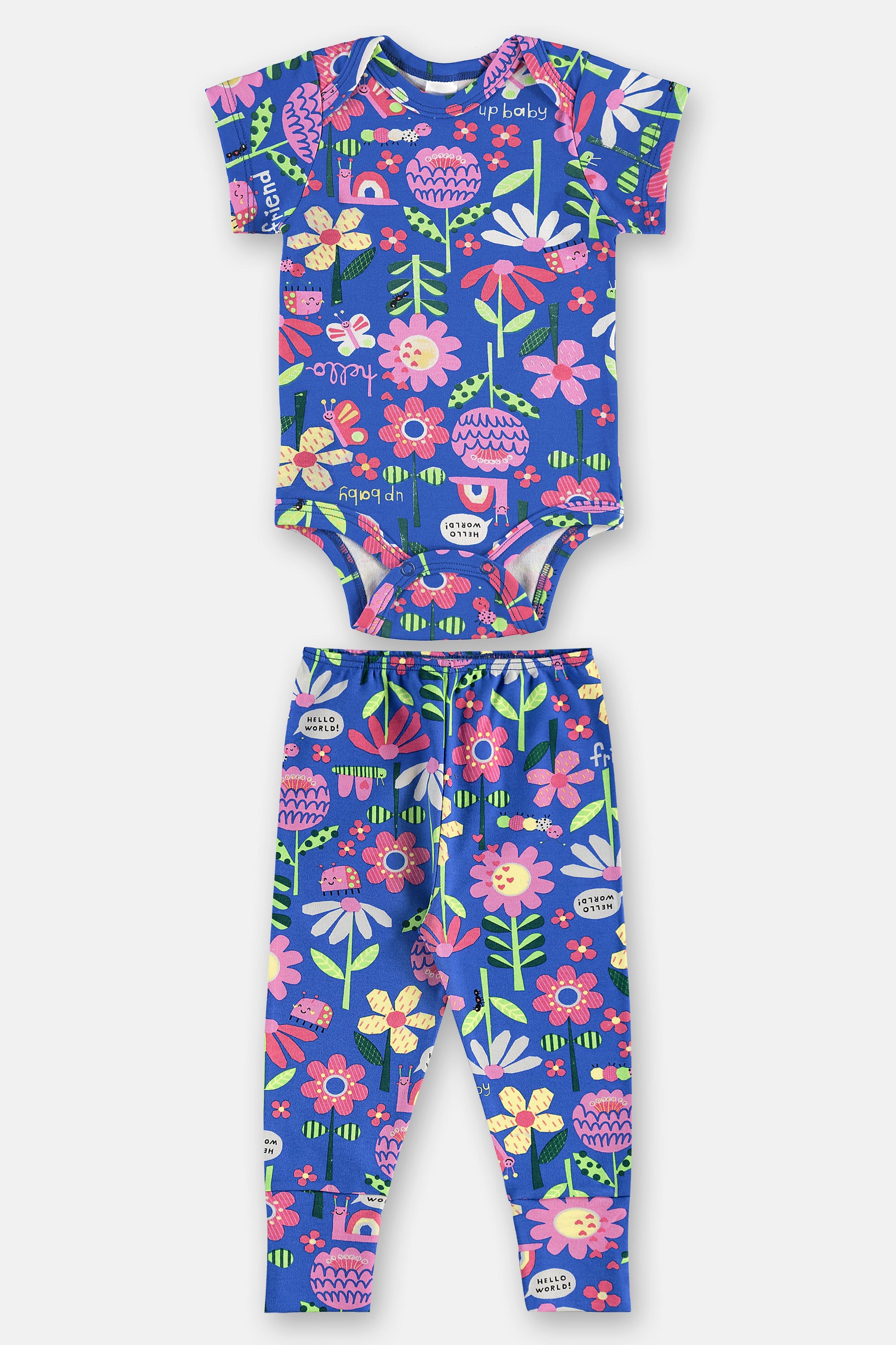 Conjunto em Suedine Essentials com Body e Calça Bebê Menina (Azul ) Up Baby