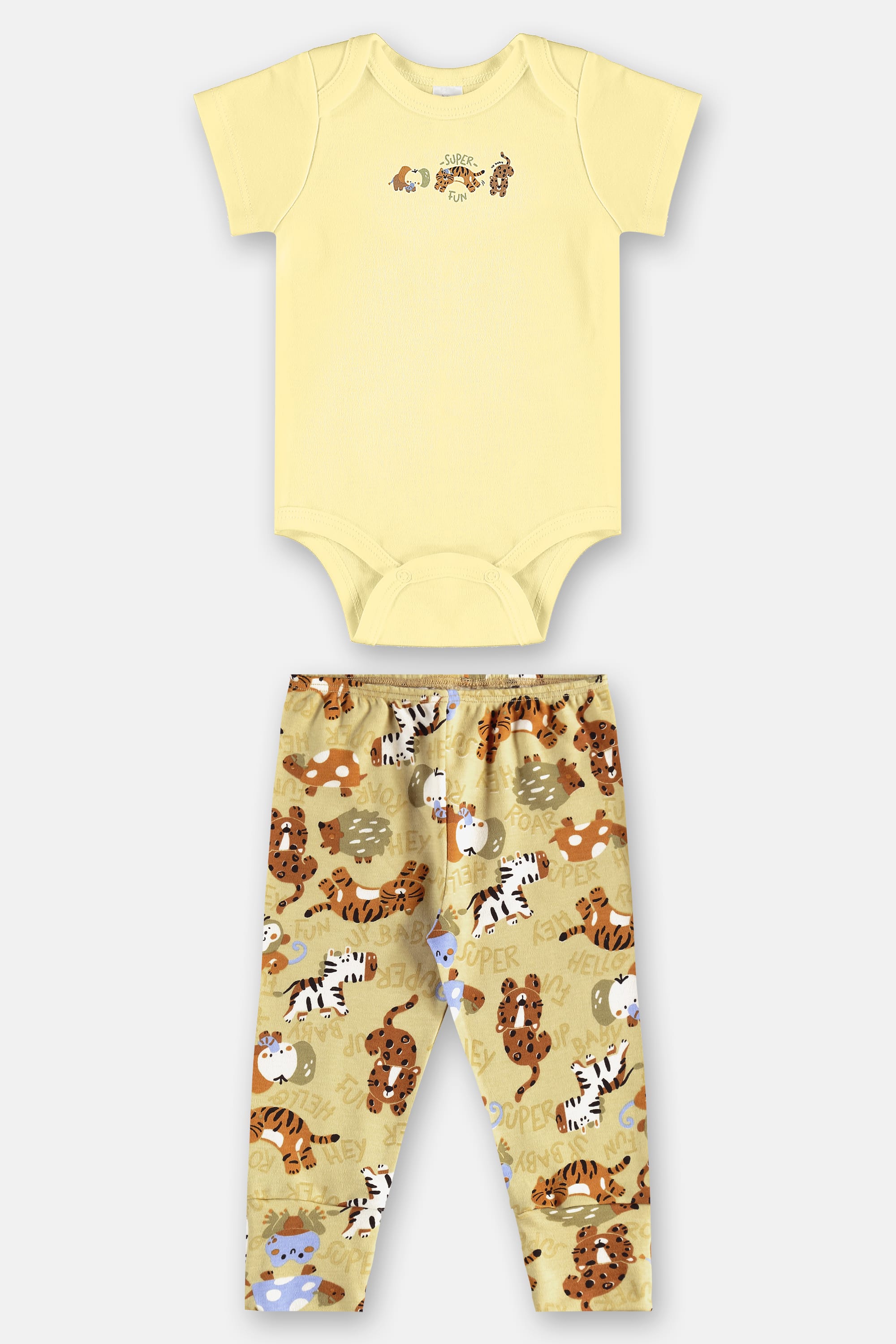 Conjunto para Bebê com Body e Calça em Suedine Essentials (Amarelo) Up Baby