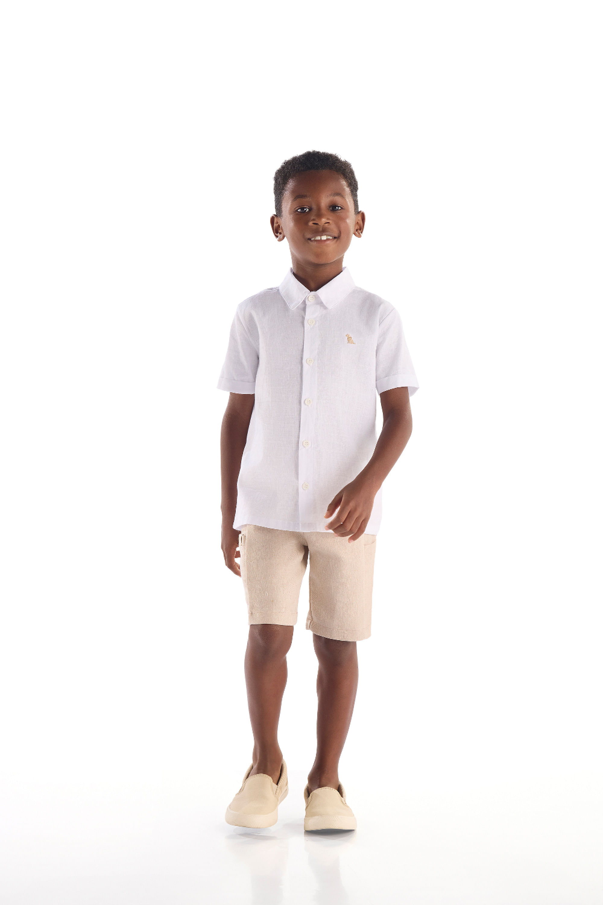 Conjunto Infantil com Camisa Social e Bermuda Sarjada (Branco) Quimby - Imagem 19