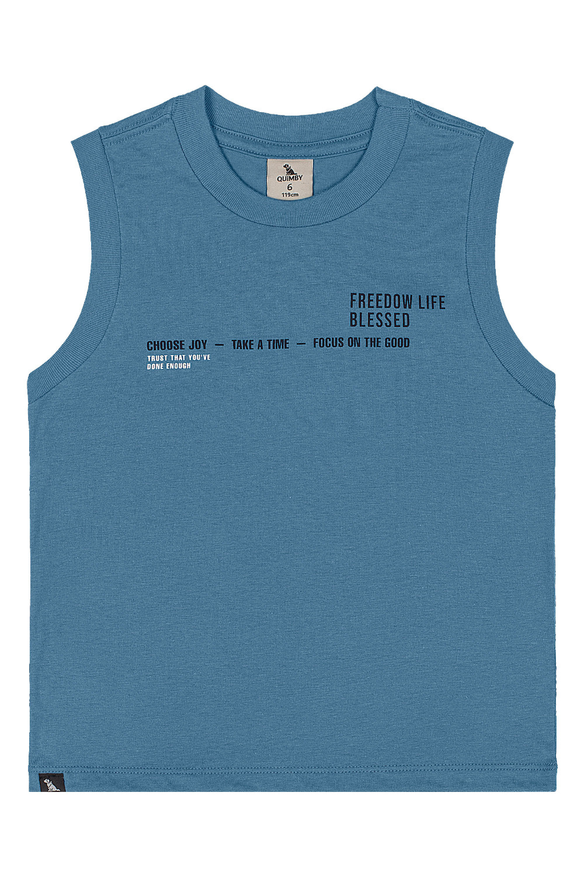 Conjunto Infantil com Regata e Bermuda Estampada (Azul) Quimby - Imagem 3