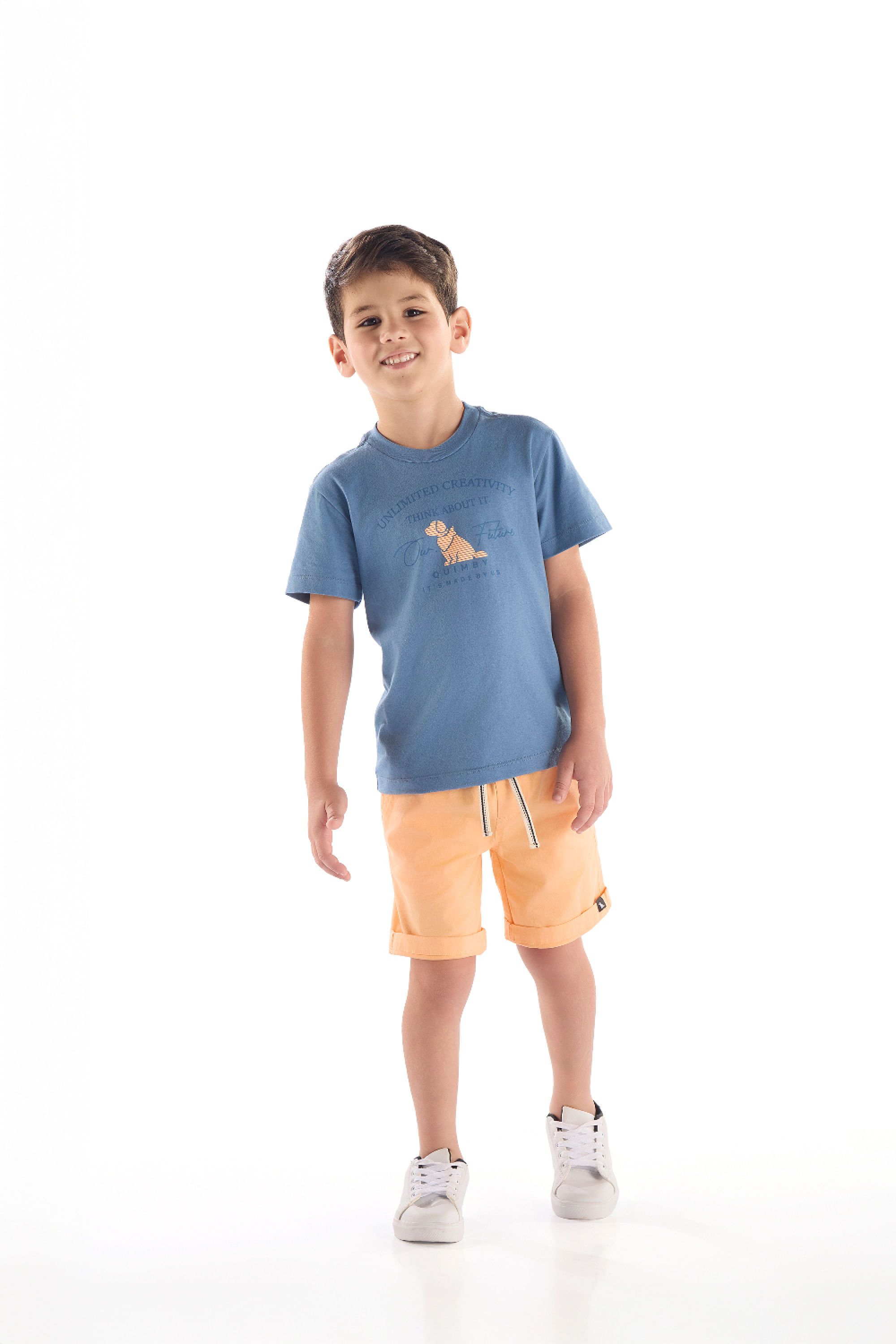 Conjunto Infantil Camiseta e Bermuda Ajustável (Azul) Quimby - Imagem 13